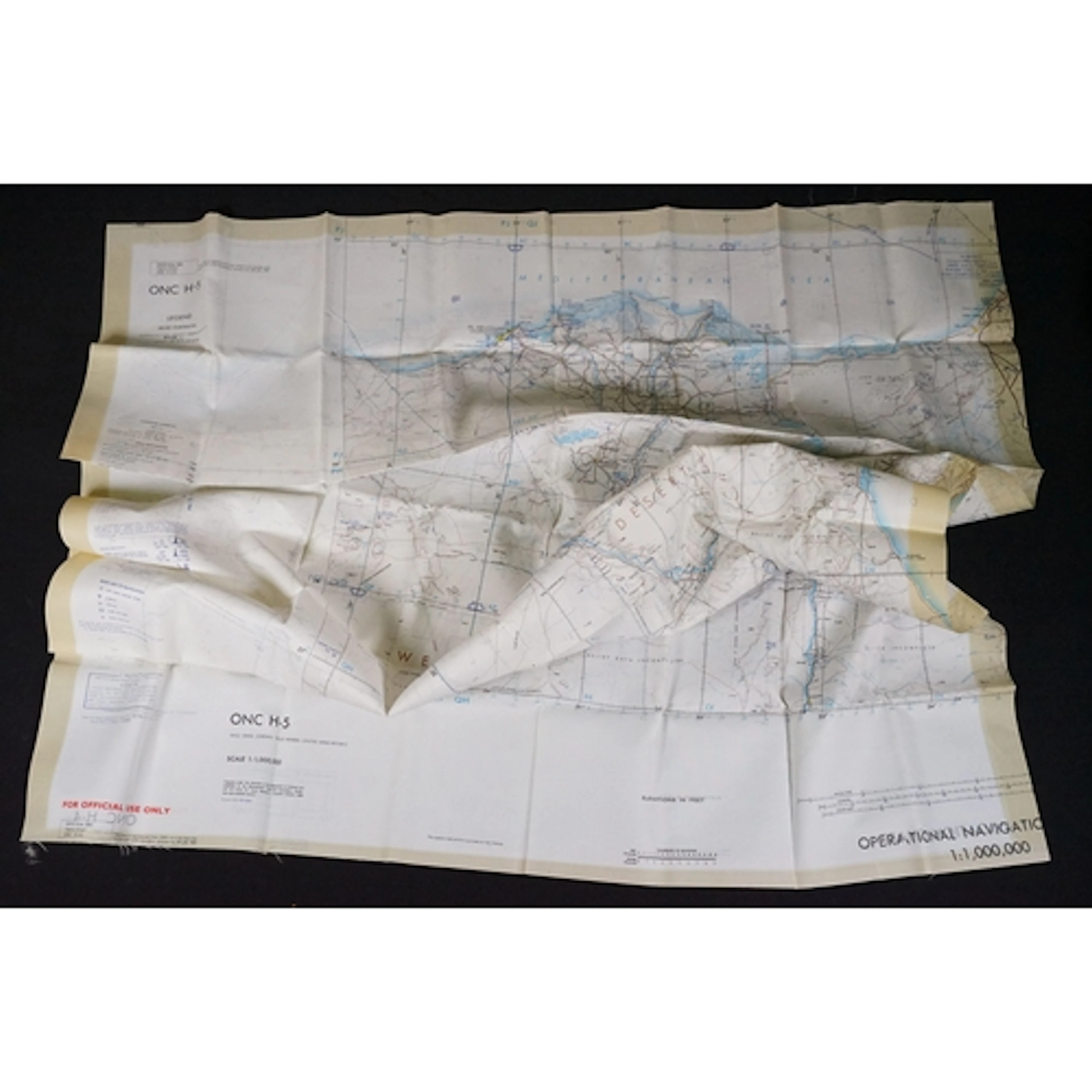 A Royal Air Force / RAF silk escape map covering Israel, Gaz...