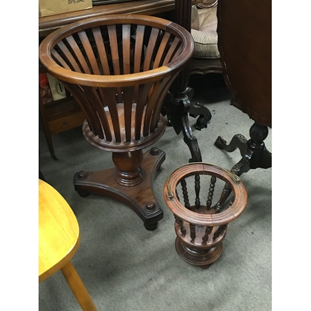 Two wooden jardinières, 32 and 70cm tall