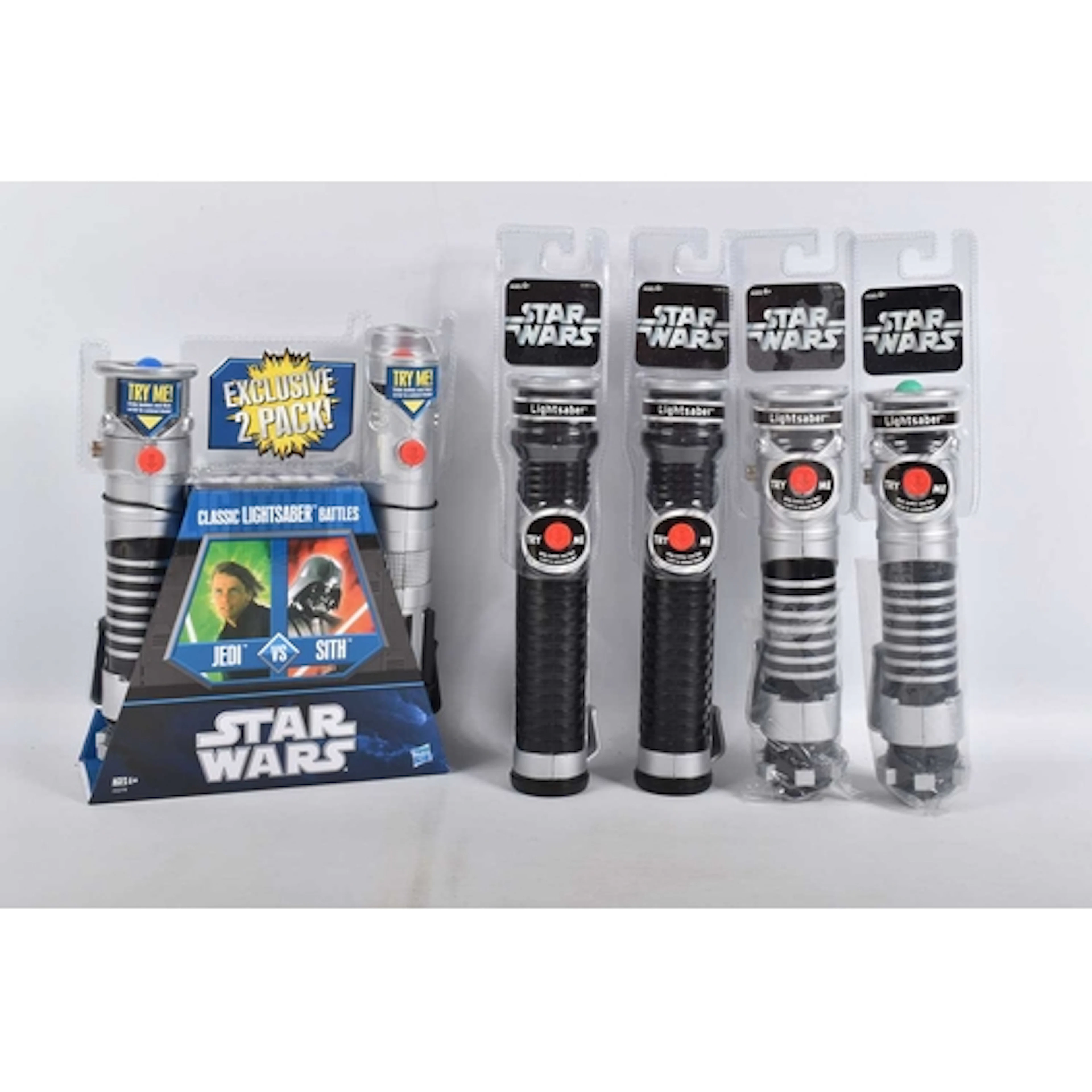FIVE SEALED BOXED HASBRO STAR WARS EXTENDABLE LIGHTSABERS, t...
