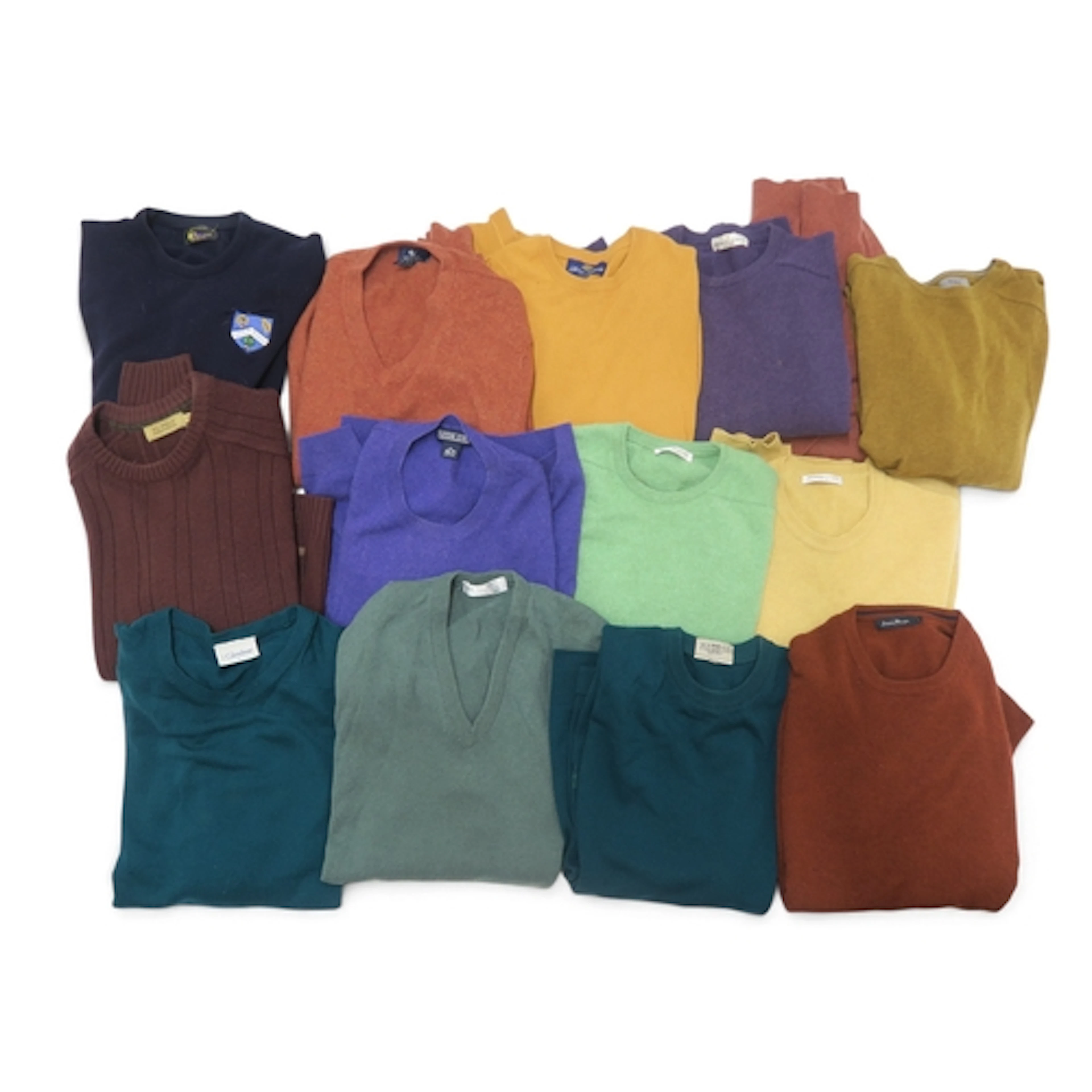 A collection of mostly cashmere and wool mens jumpers
