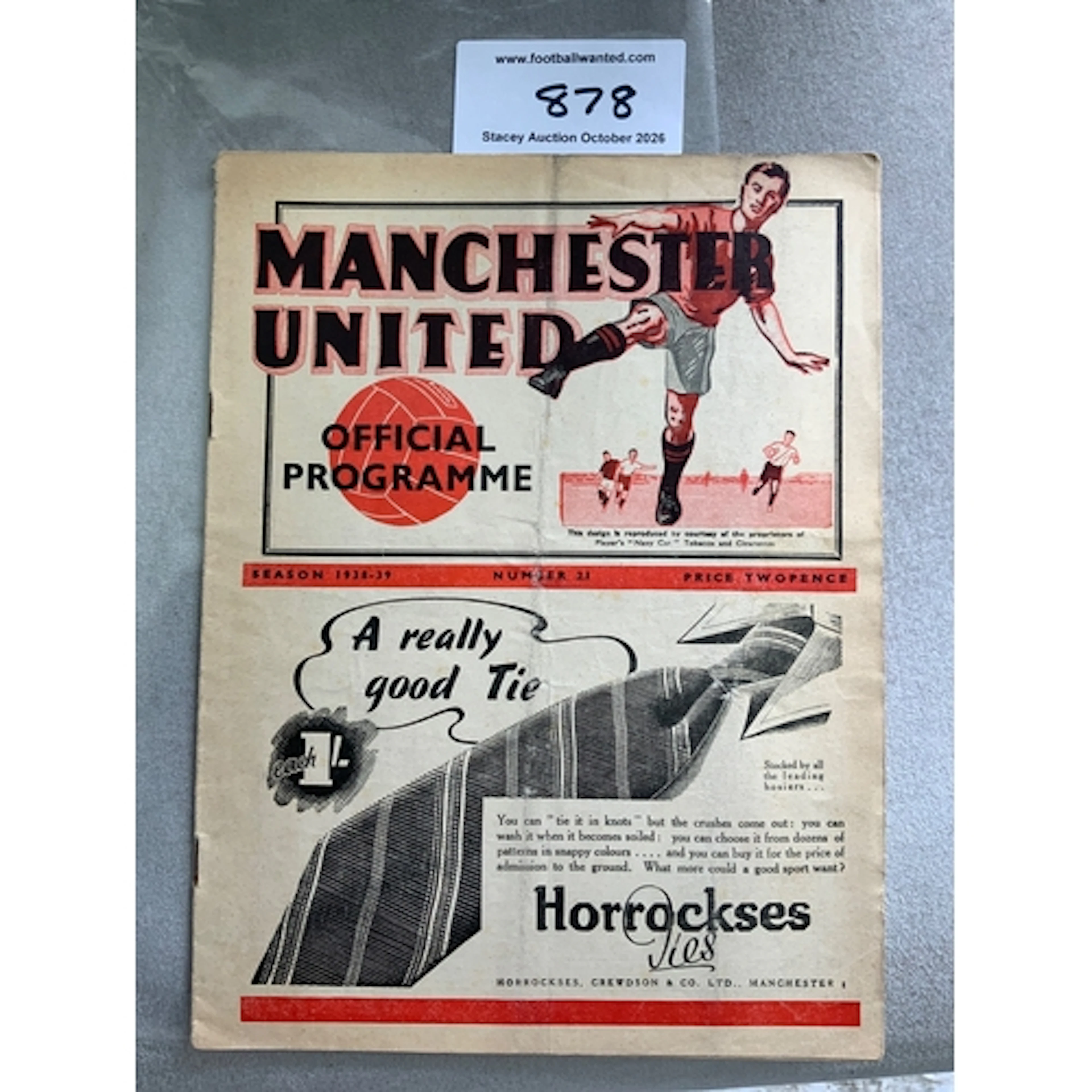 1938 - 1939 Manchester United v Brentford Football Programme...