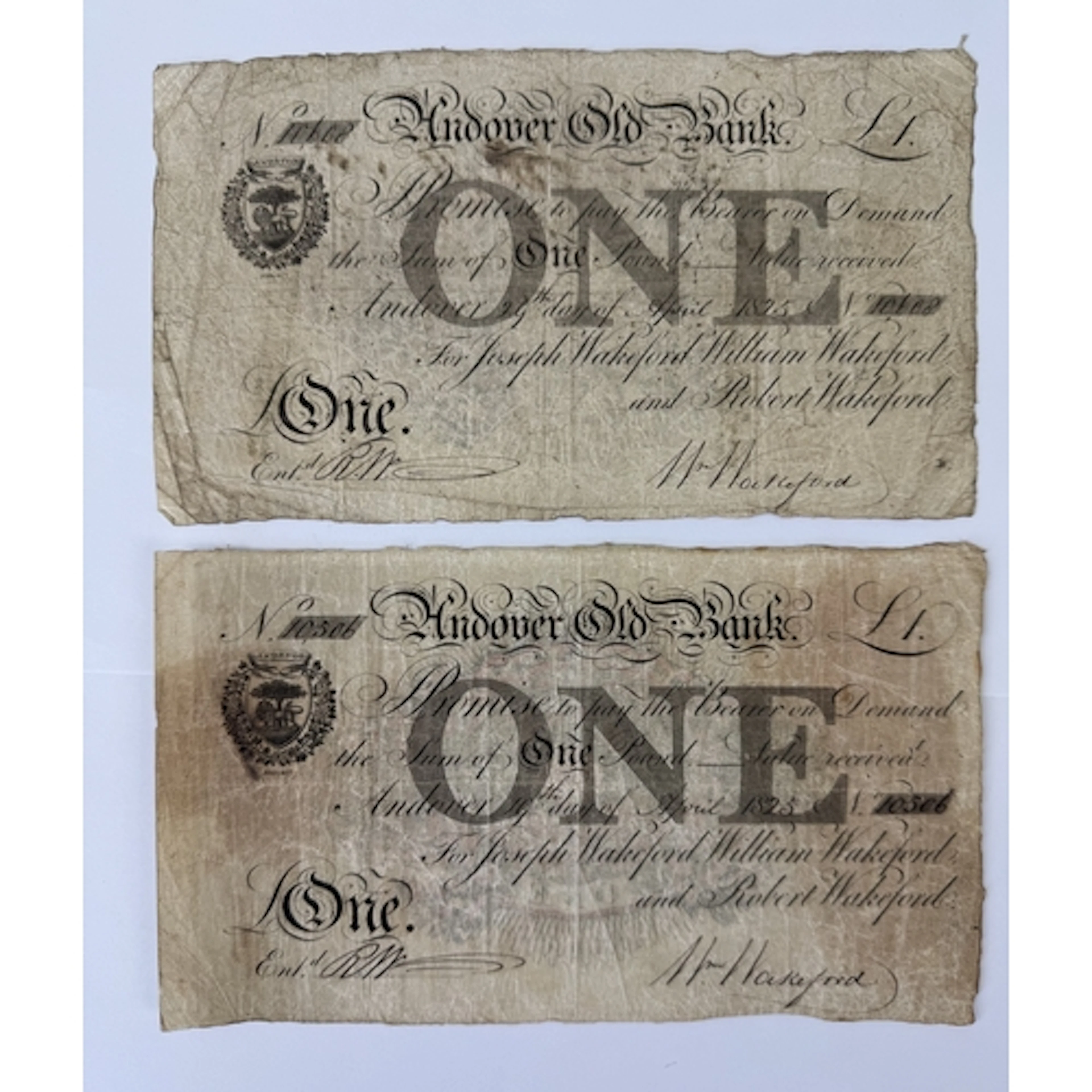 Banknotes: Andover Old Bank for J Wakeford, W Wakeford &...
