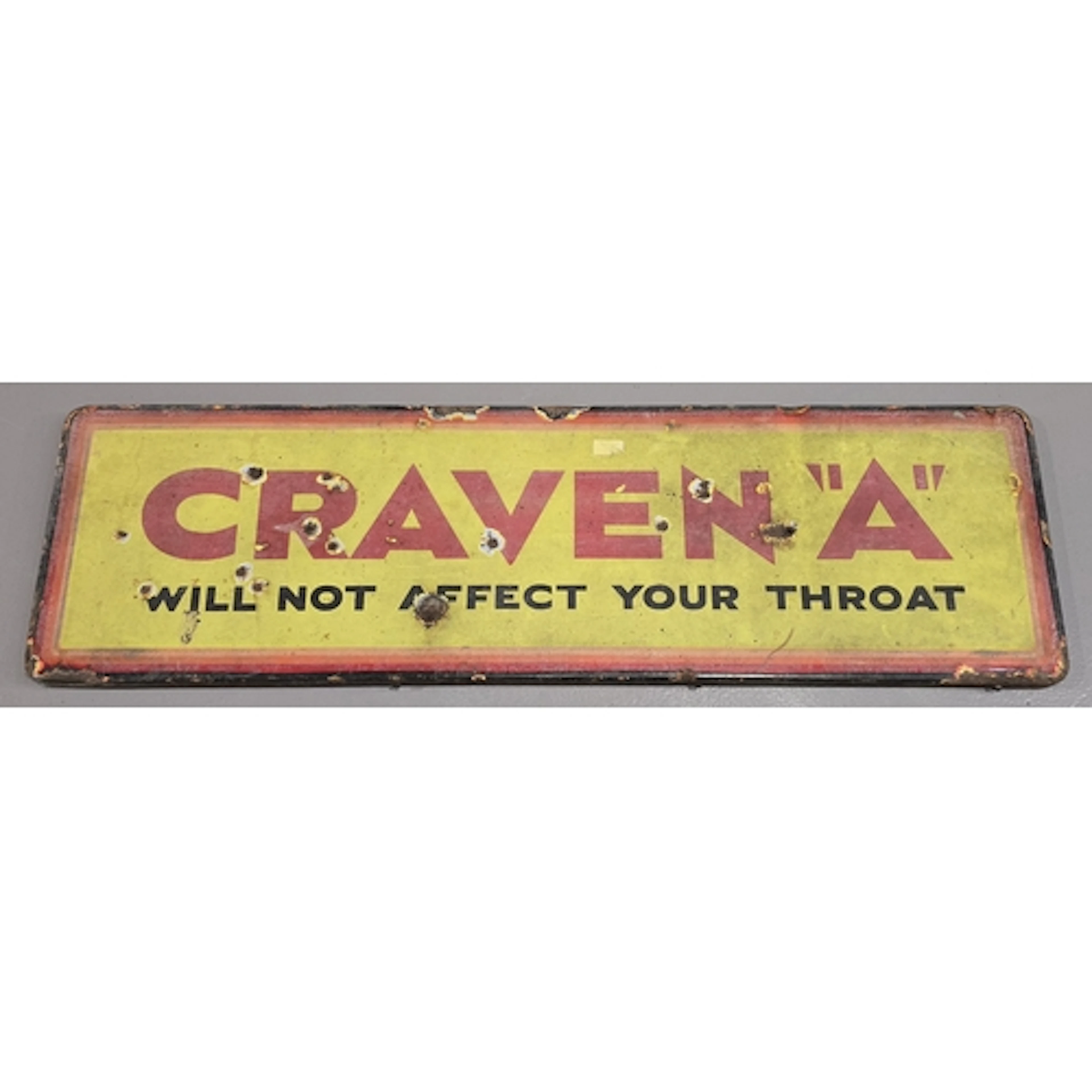Vintage mounted enamel "Craven A" advertising sign around wo...