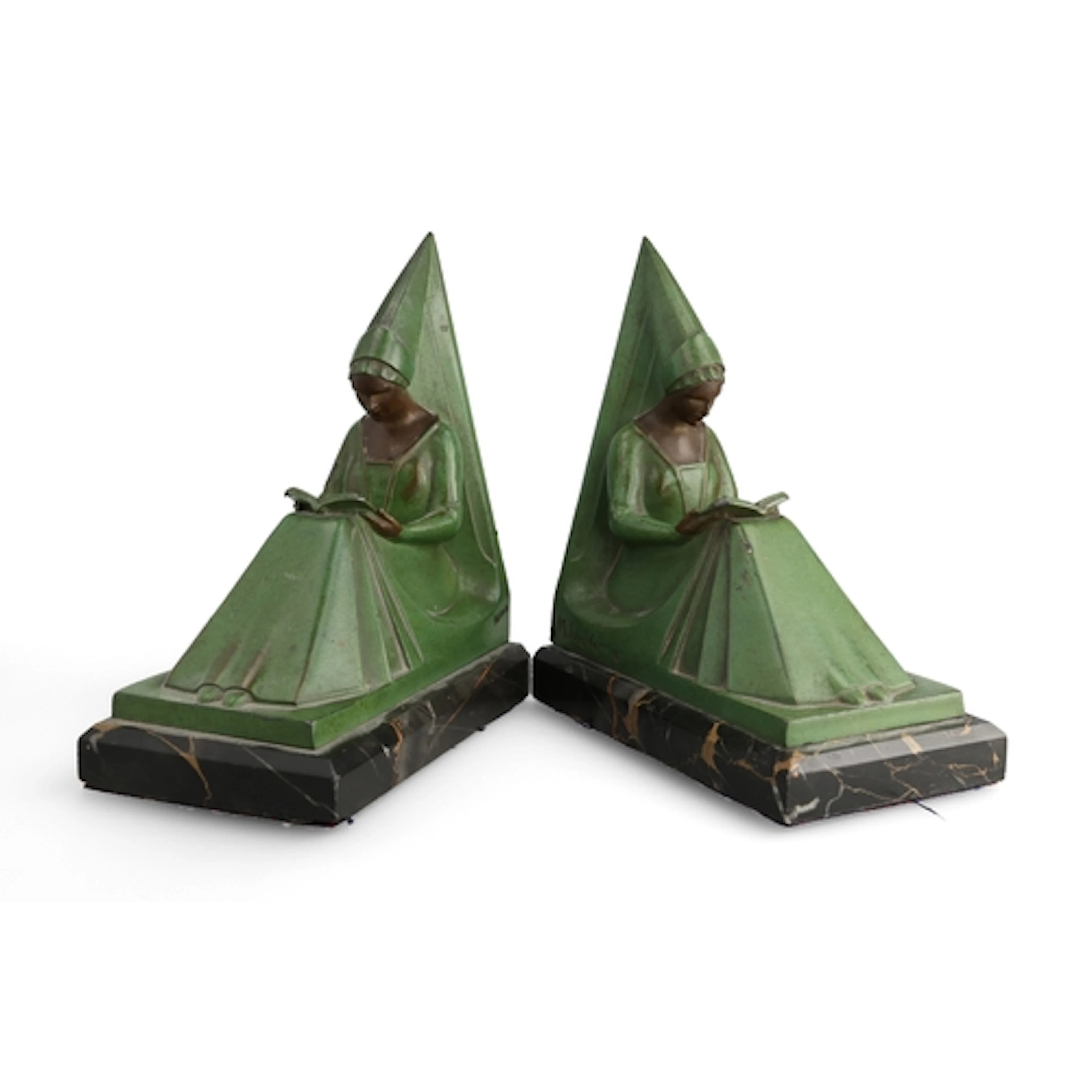 MAX LE VERRIER (1891-1973): A PAIR OF ART DECO COLD-PAINTED ...