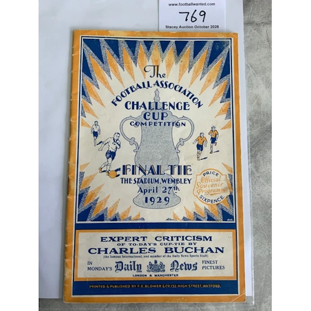 1929 Cup Final Football Programme: Bolton v Portsmouth in ex...