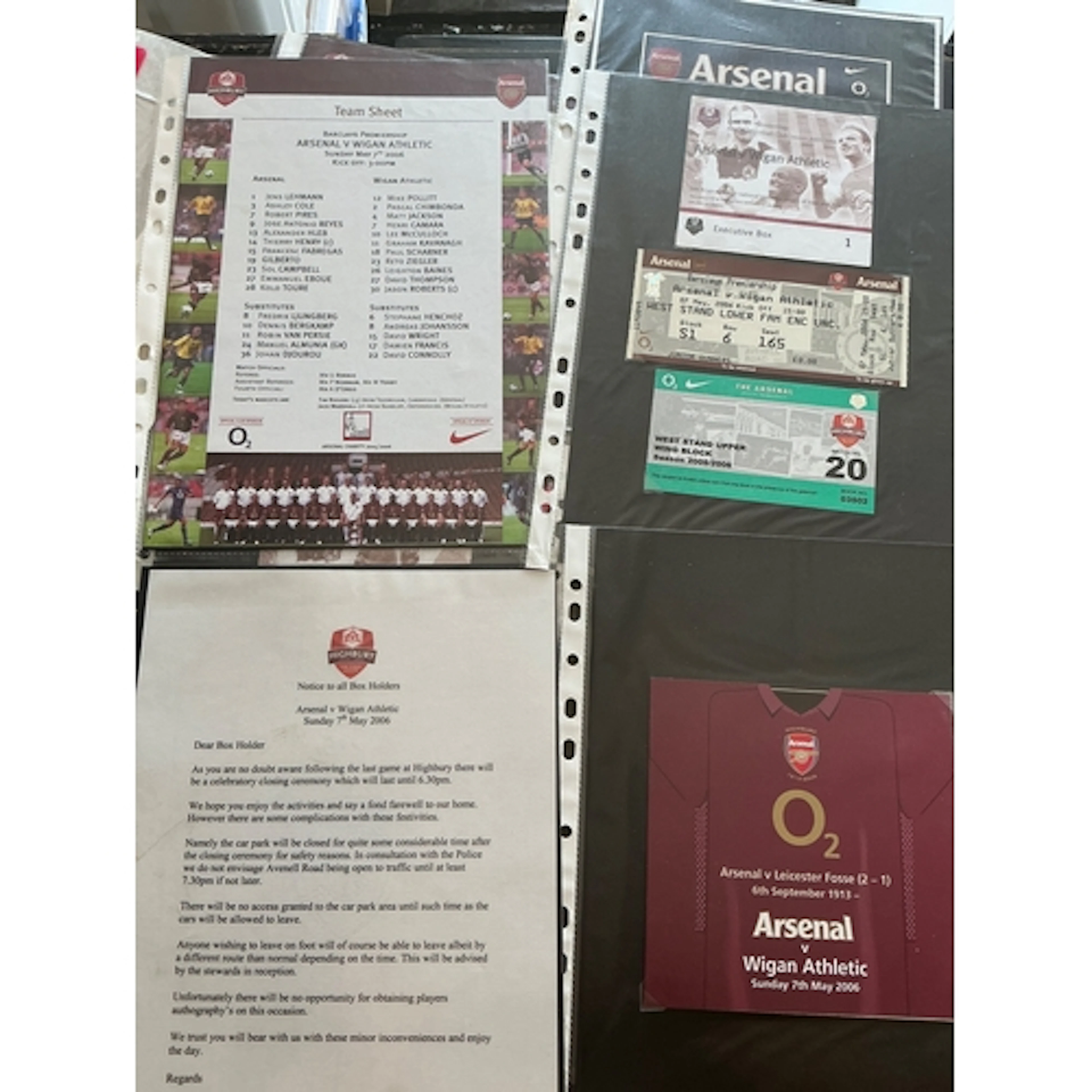 2006 Last Match At Highbury Football Memorabilia: Mainly rel...
