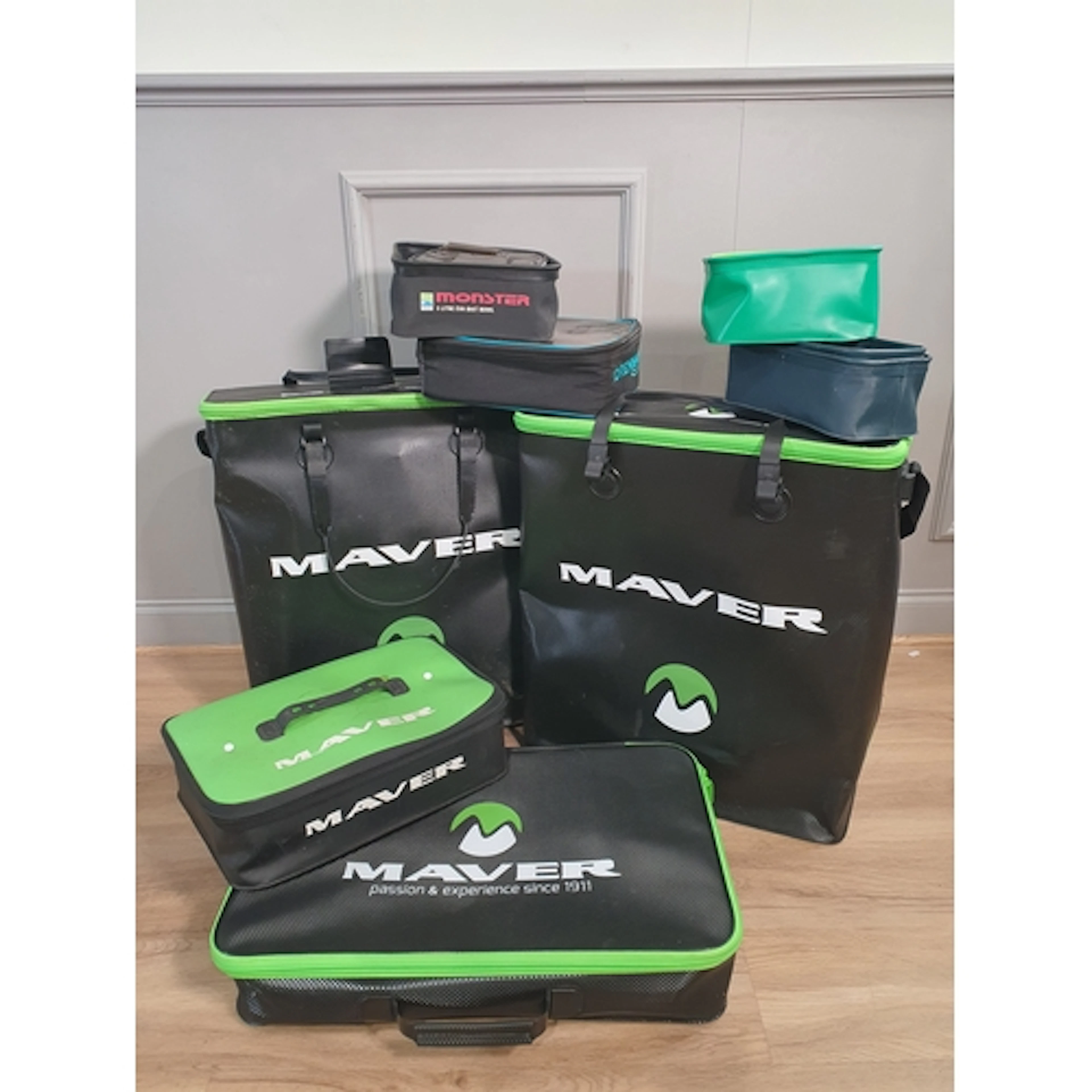 Two Maver waterproof Landing and Keepnet Bags, both containi...