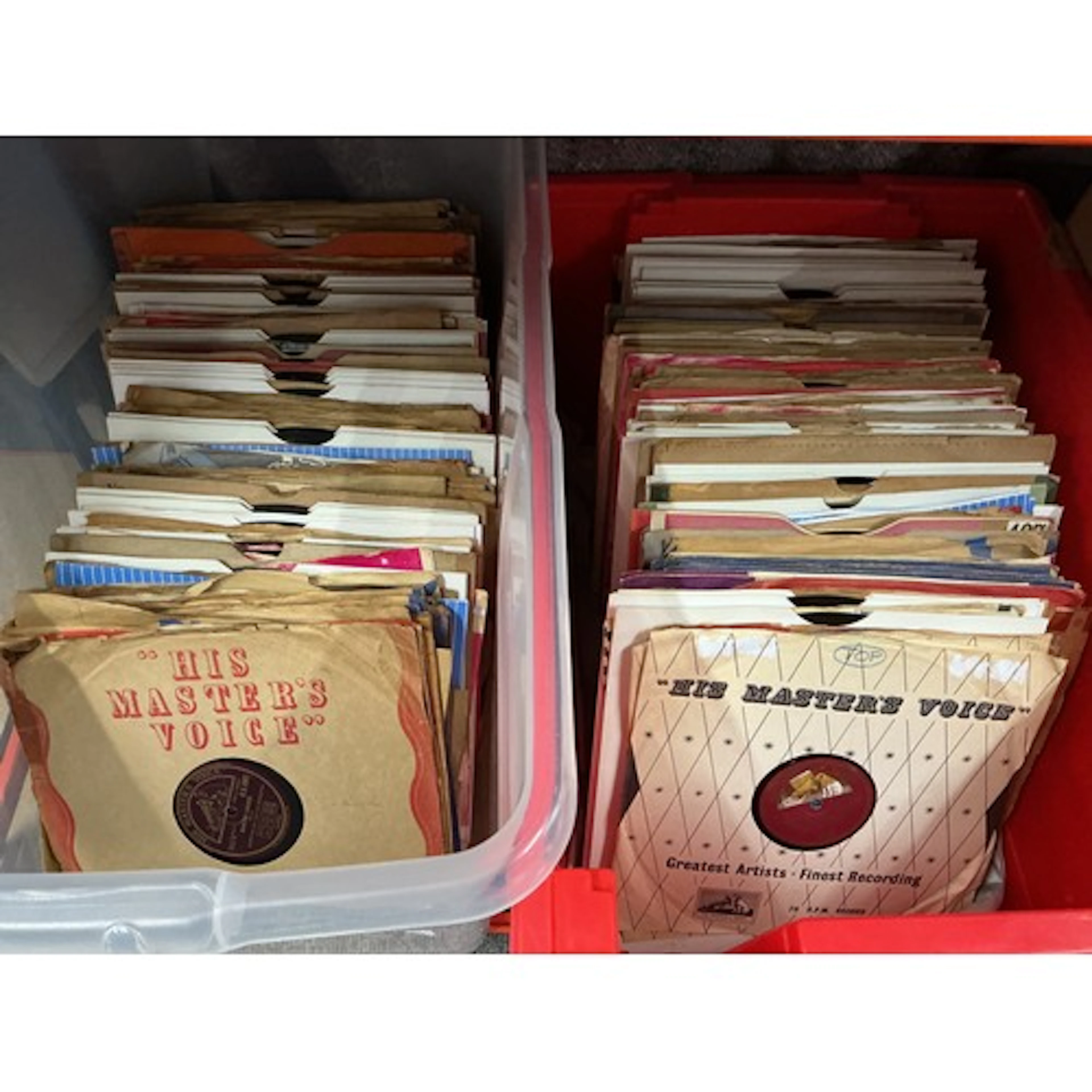 Three boxes of 78s by various artists plus some LPs by The B...
