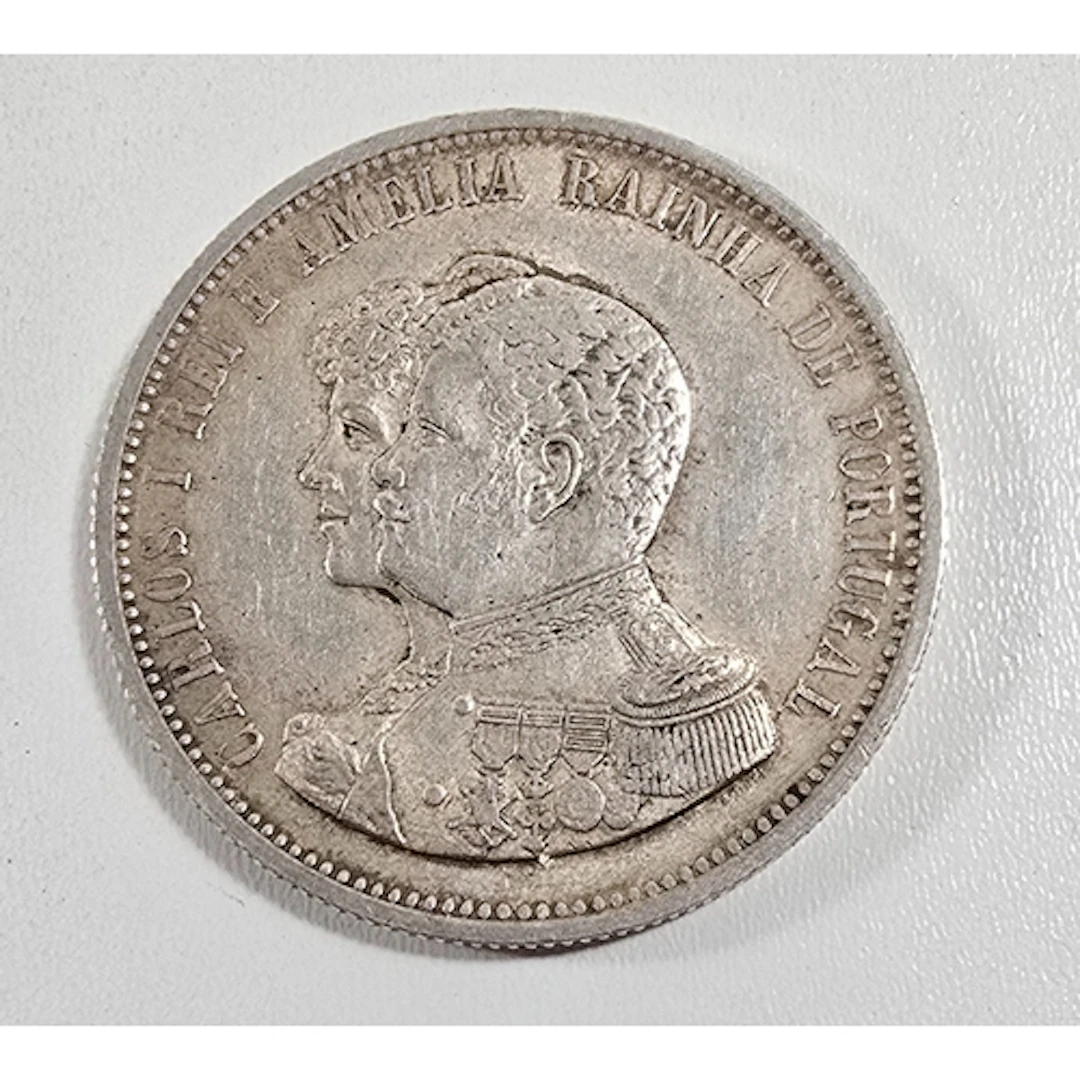 A 1898 Portugese 1000 Reis Commemorative Coin. VF