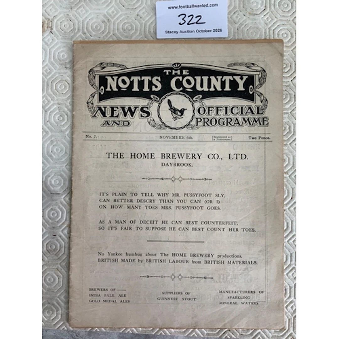 1920 - 1921 Notts County v Coventry Football Programme: Very...