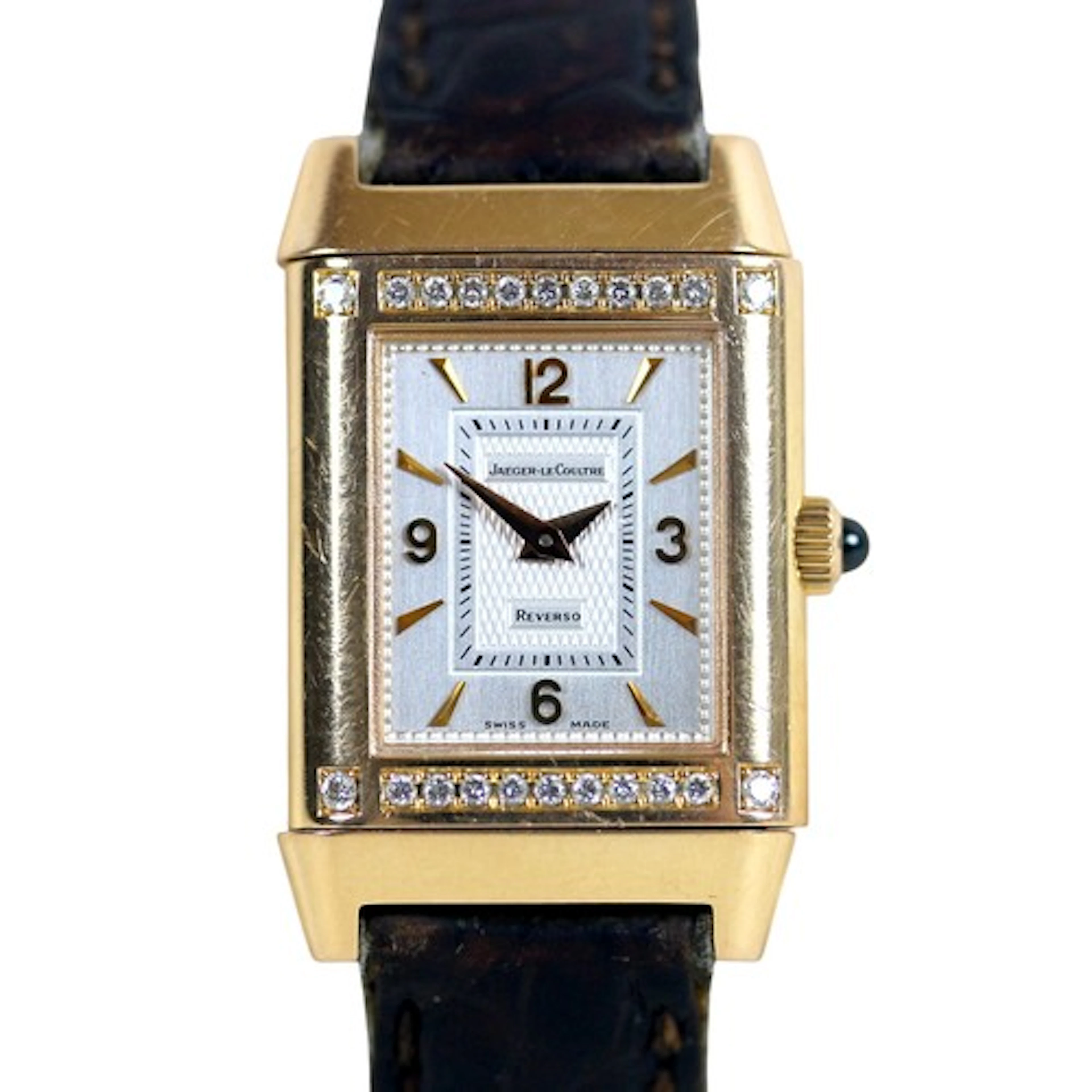 An 18ct yellow gold and diamond cased Jaeger-LeCoultre Rever...