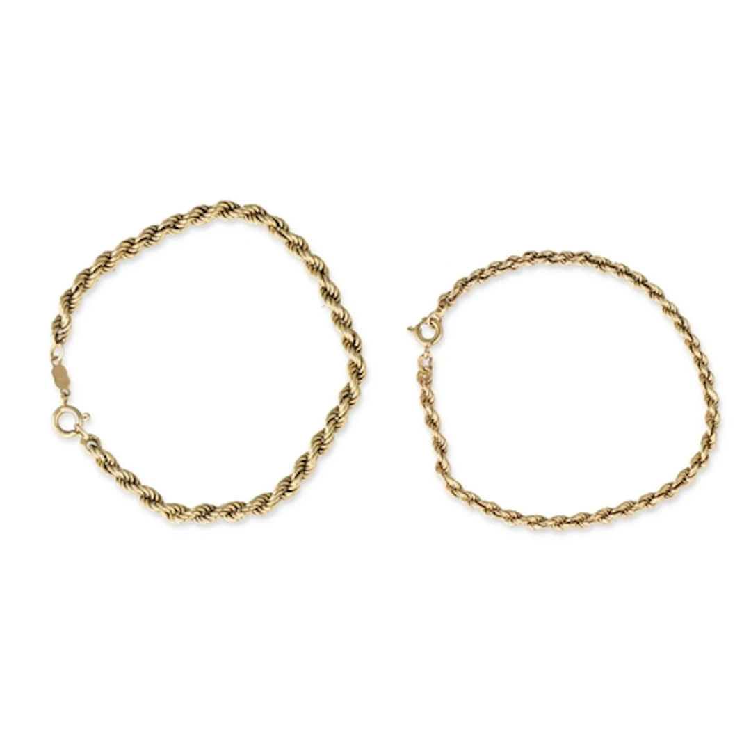 TWO 18CT GOLD ROPE TWIST BRACELETS Weight: 10gms...