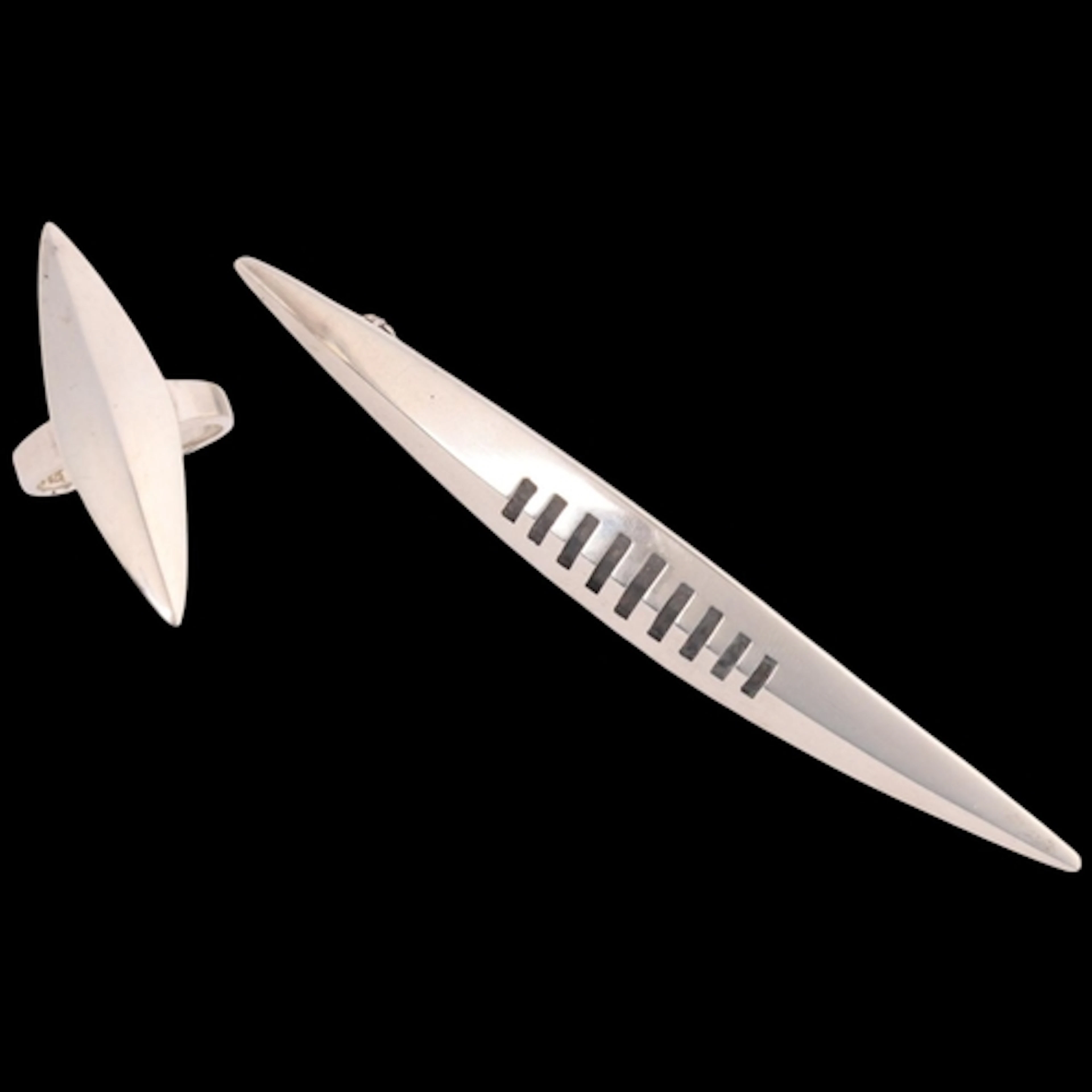 A large Danish modernist silver shield brooch, Carl M Cohr, ...