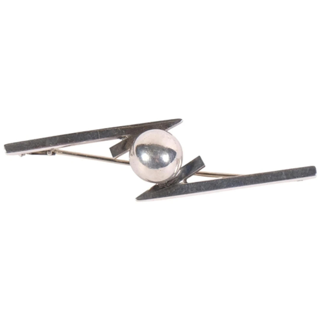 A Danish sterling silver abstract brooch, approx 6.5cm