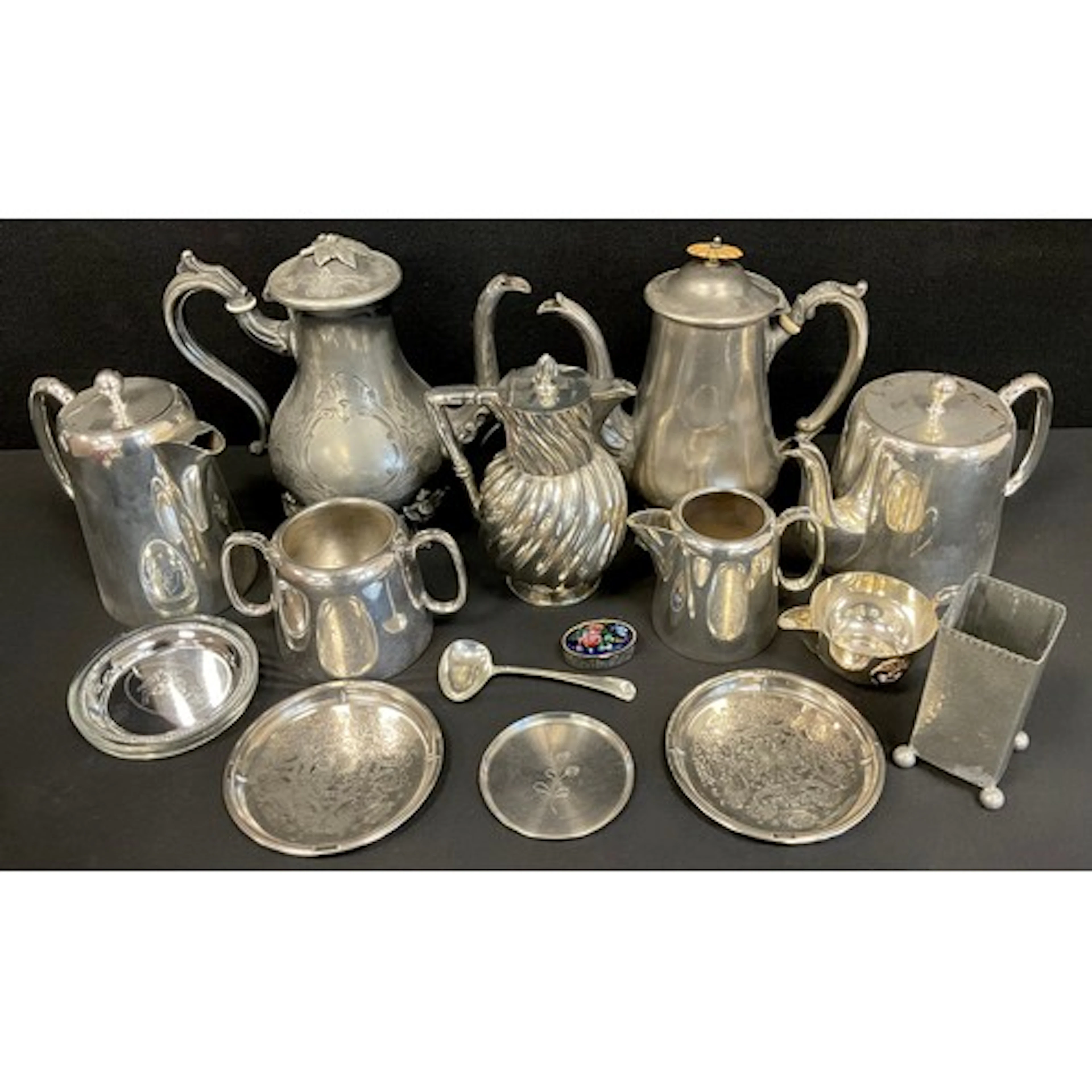 Silver plated ware - a Sheffield silver plated coffee pot, s...