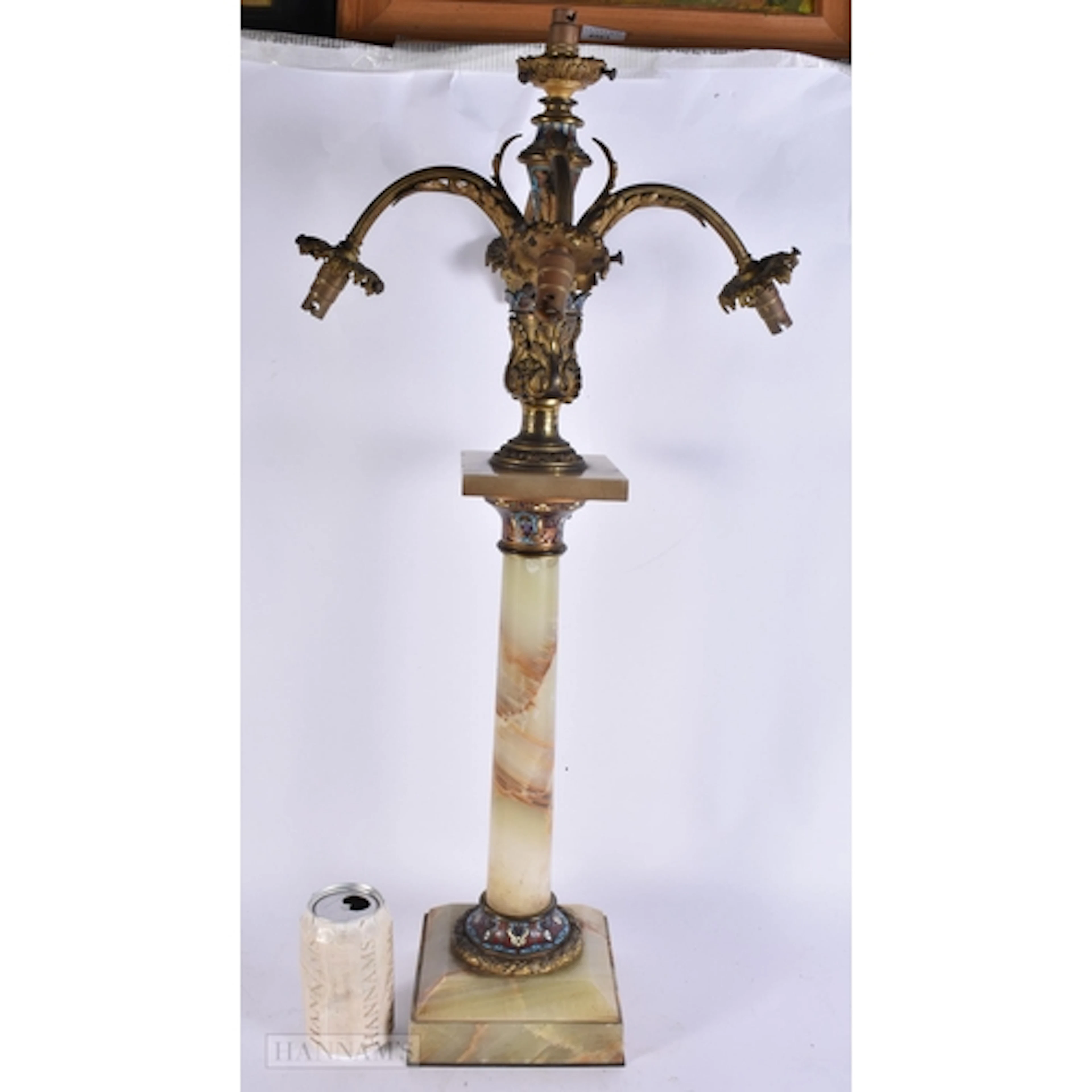 AN UNUSUAL 19TH CENTURY FRENCH BRONZE, ONYX AND CHAMPLEVE EN...