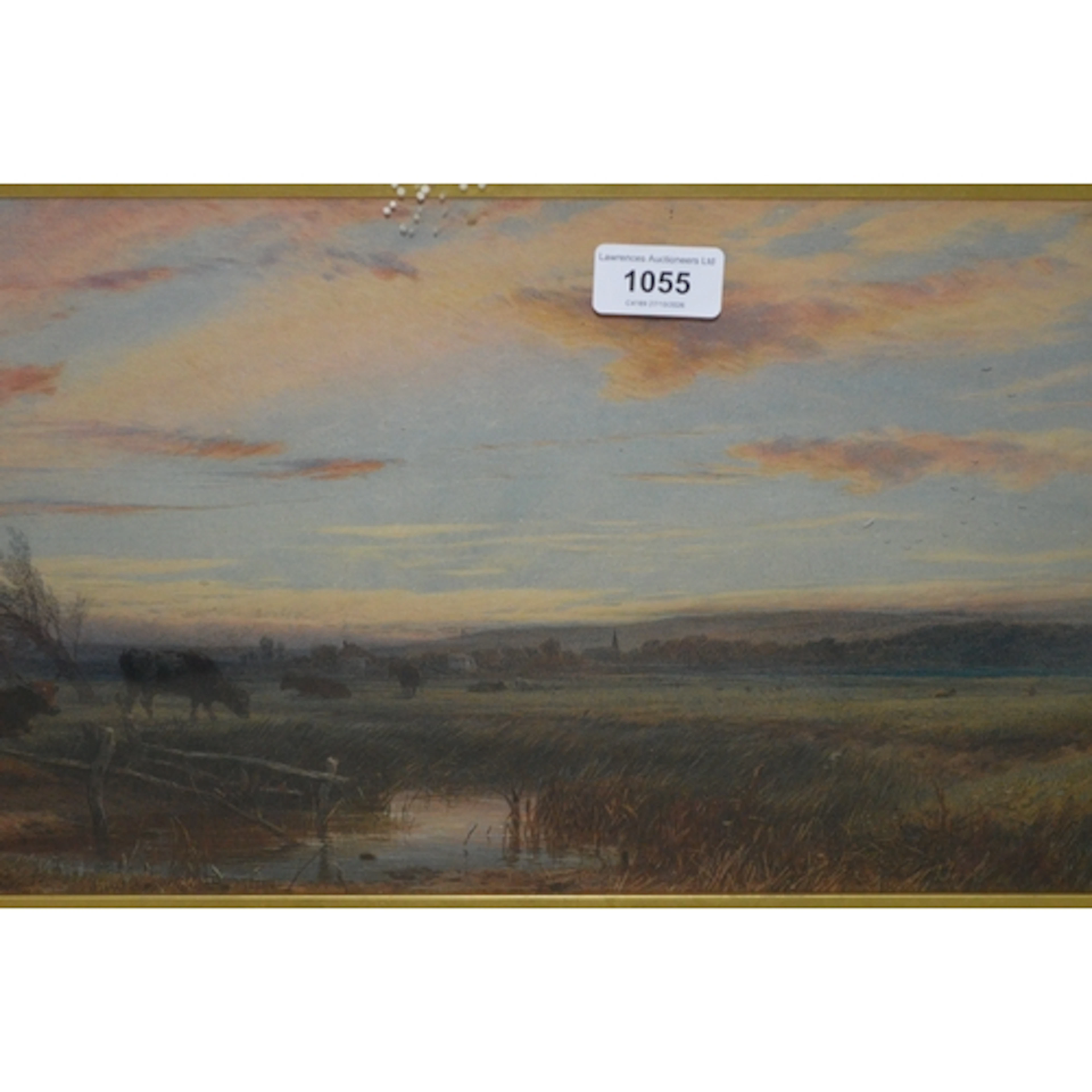 Brittan Willis, watercolour, cattle in a landscape with dist...
