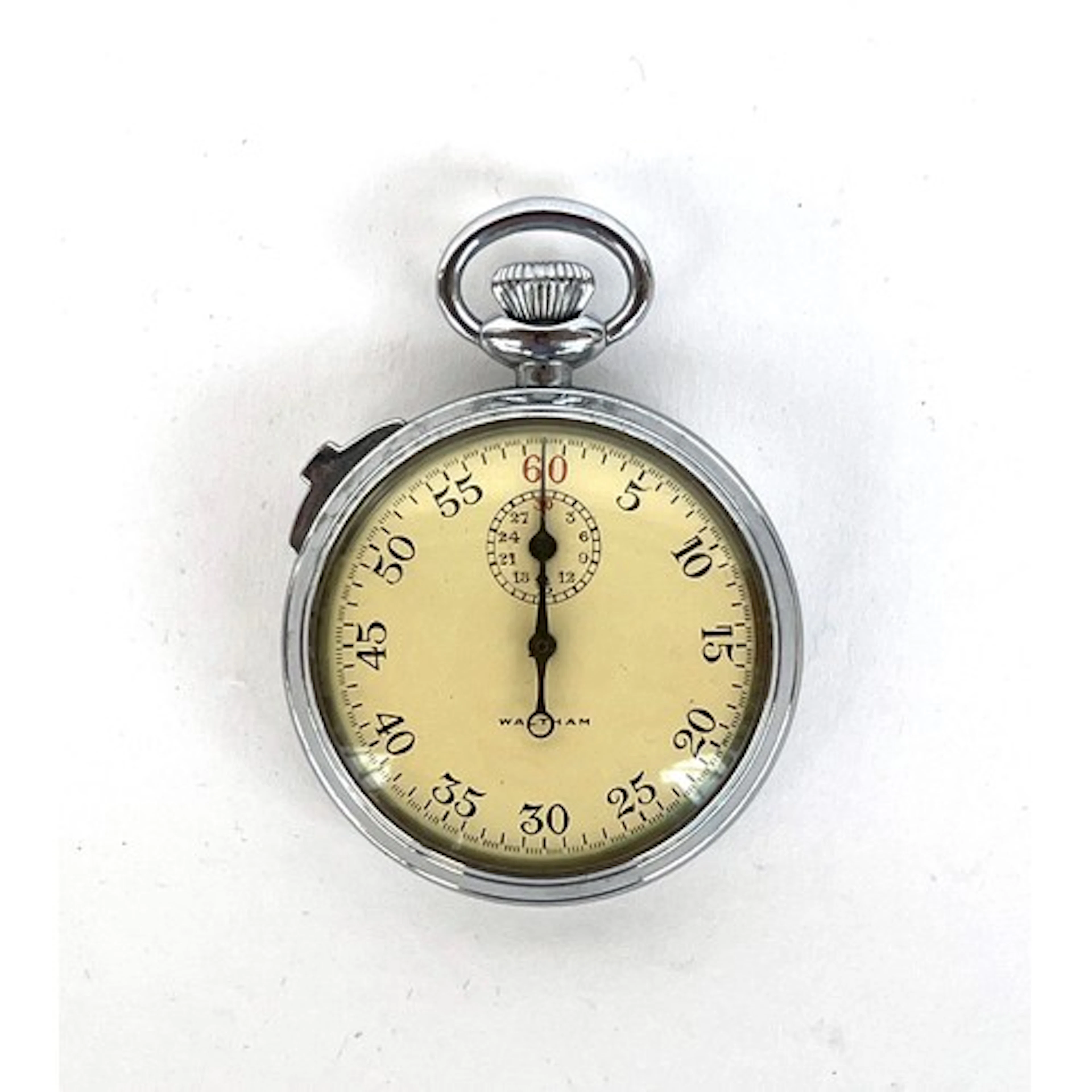 A WW2 British Royal Navy issue stop watch by Waltham, signed...