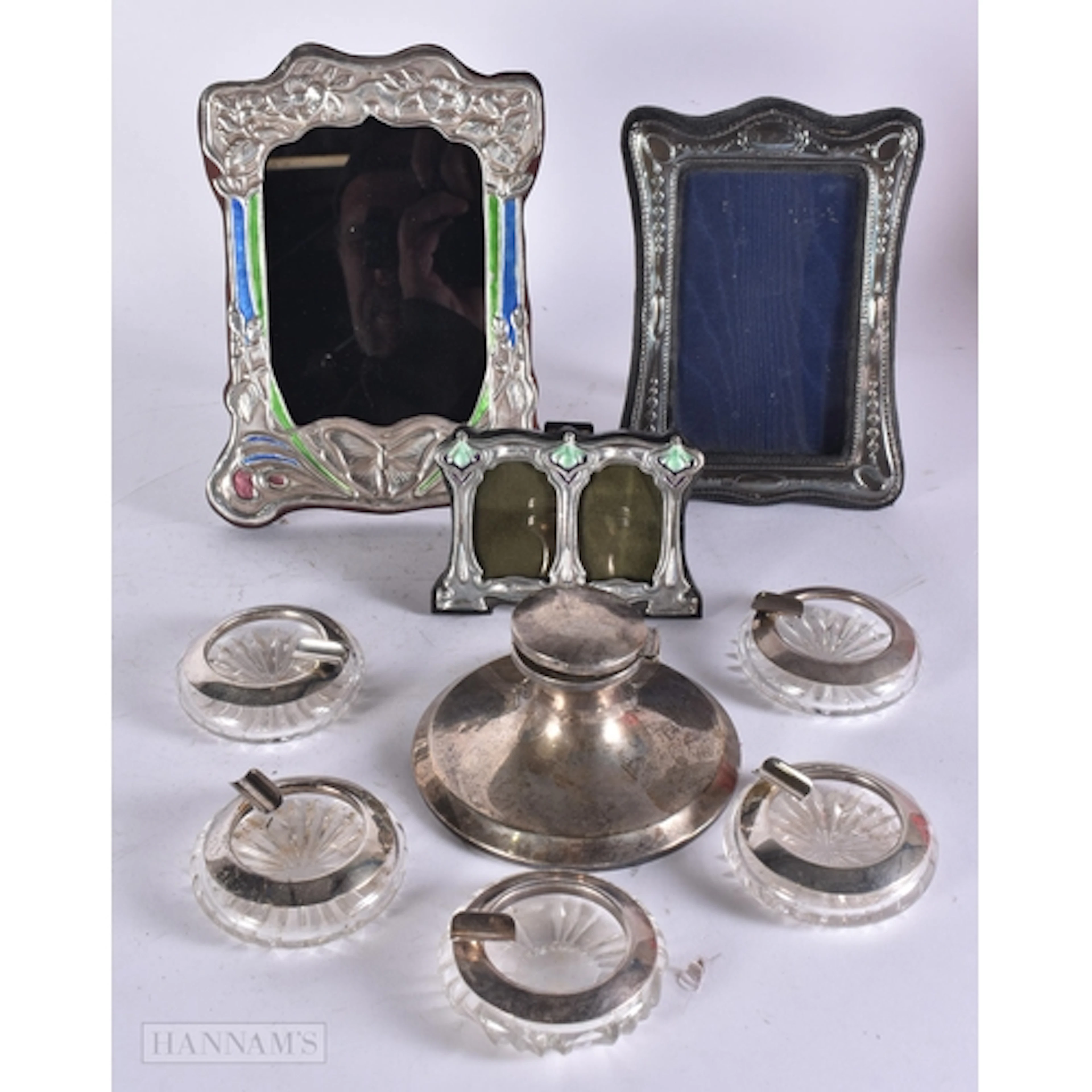 ASSORTED SILVERWARE including inkwell etc. (qty)
