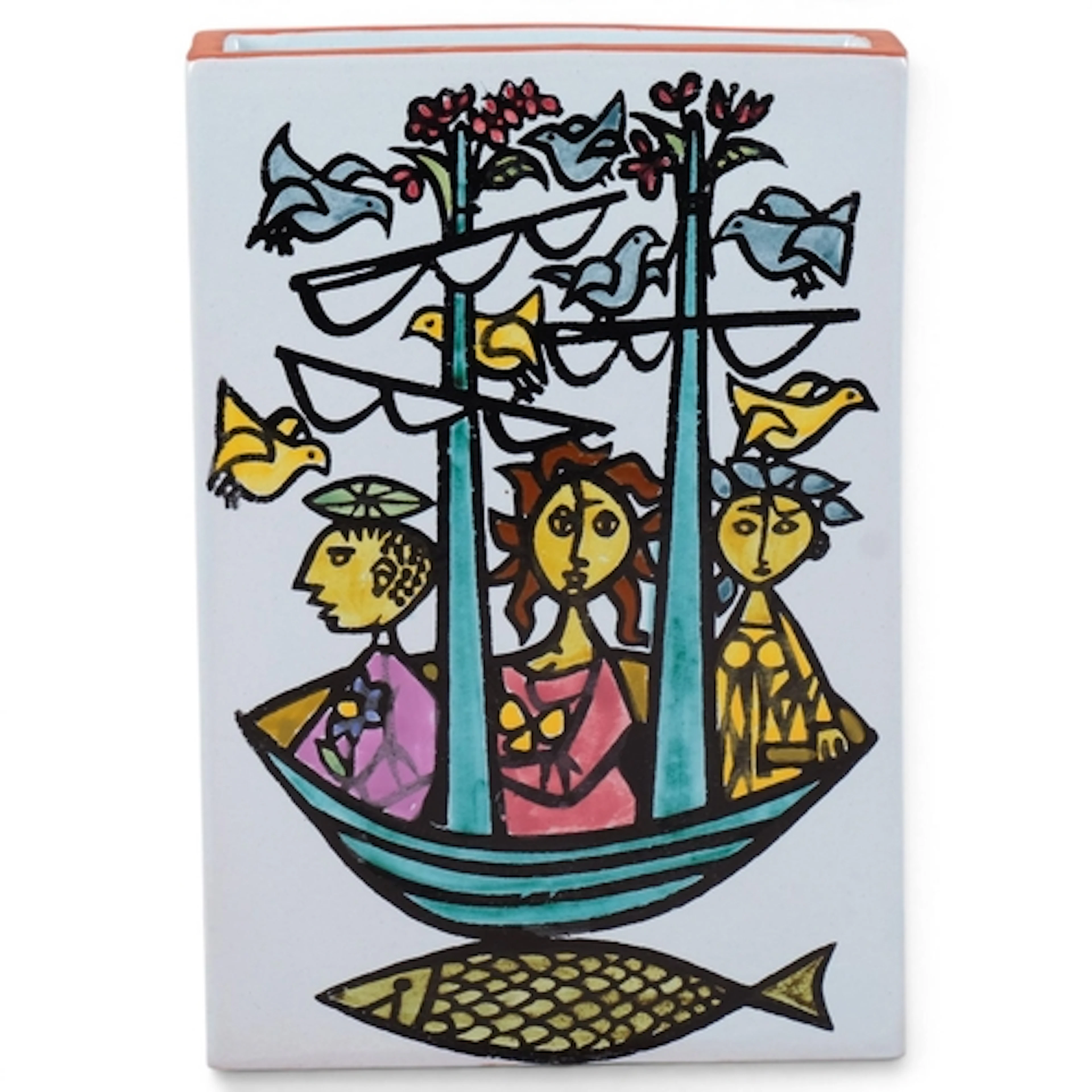 STIG LINDBERG for Gustavsberg, Sweden, a rectangular ceramic...