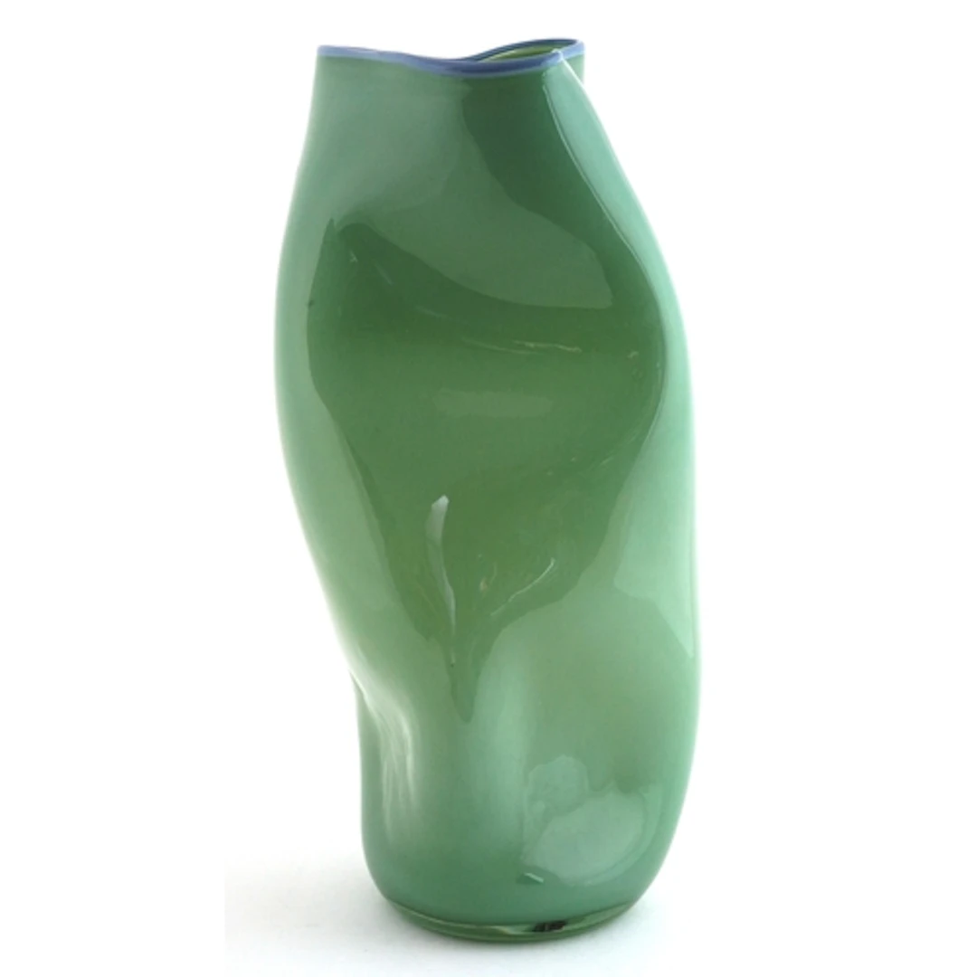 Columbia Glassworks, decorative green art glass vase, 30cm h...