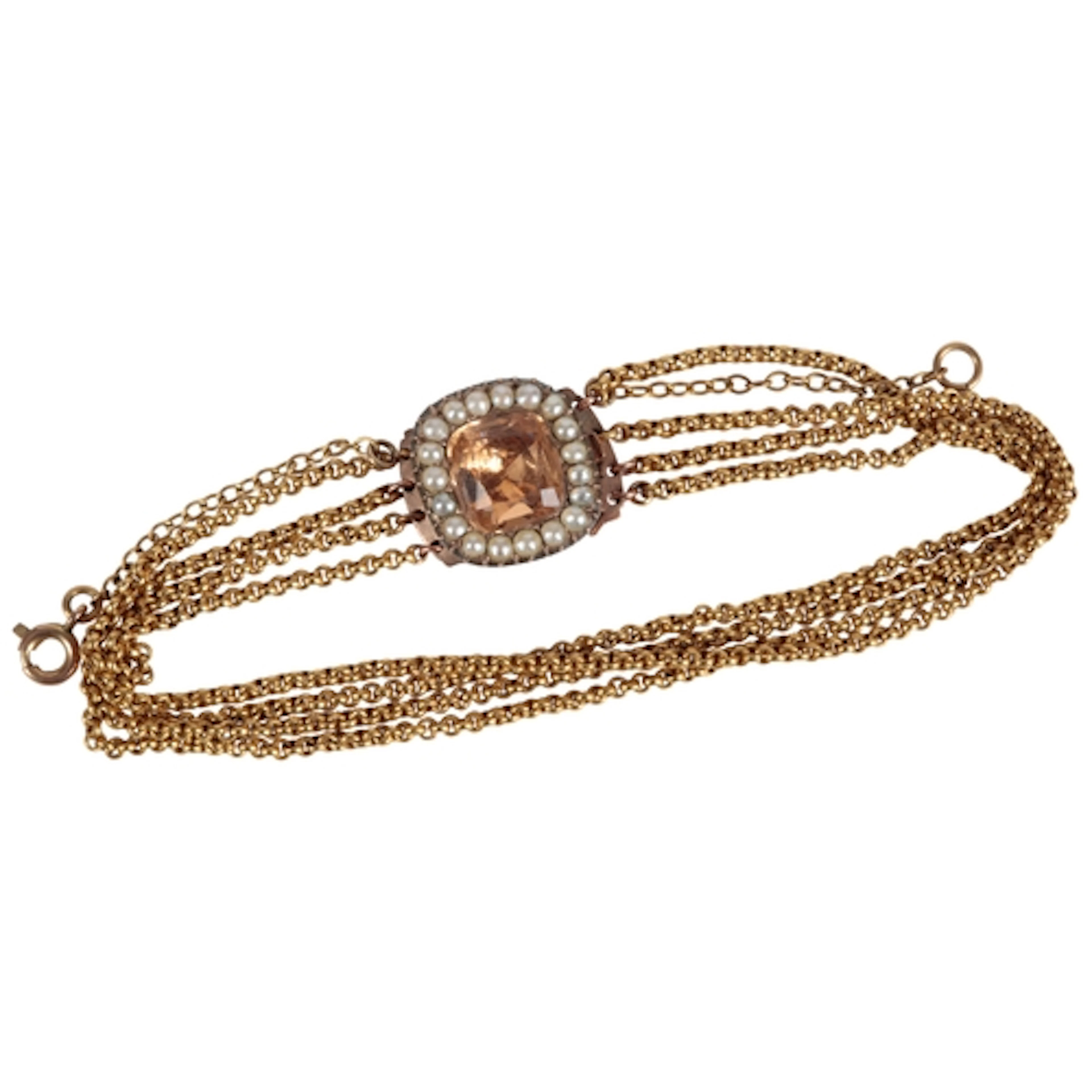 A topaz, seed pearl and gold bracelet, early 19th century, s...