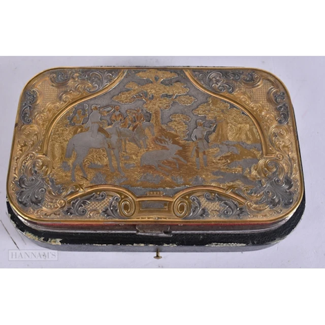 A FINE EARLY 19TH CENTURY ENGLISH GILT OVERLAID STEEL PURSE ...