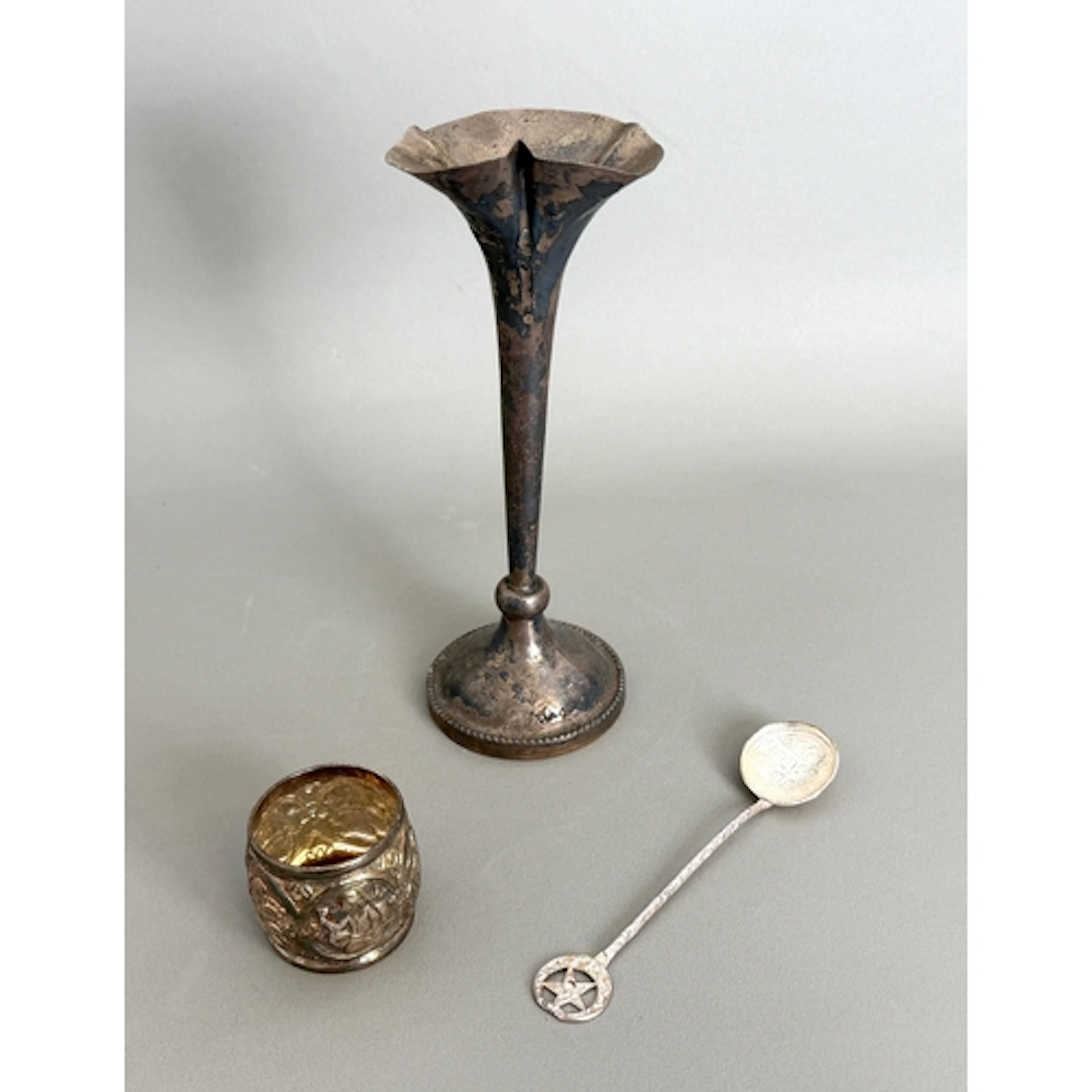 An early twentieth century silver plated trumpet vase - with...