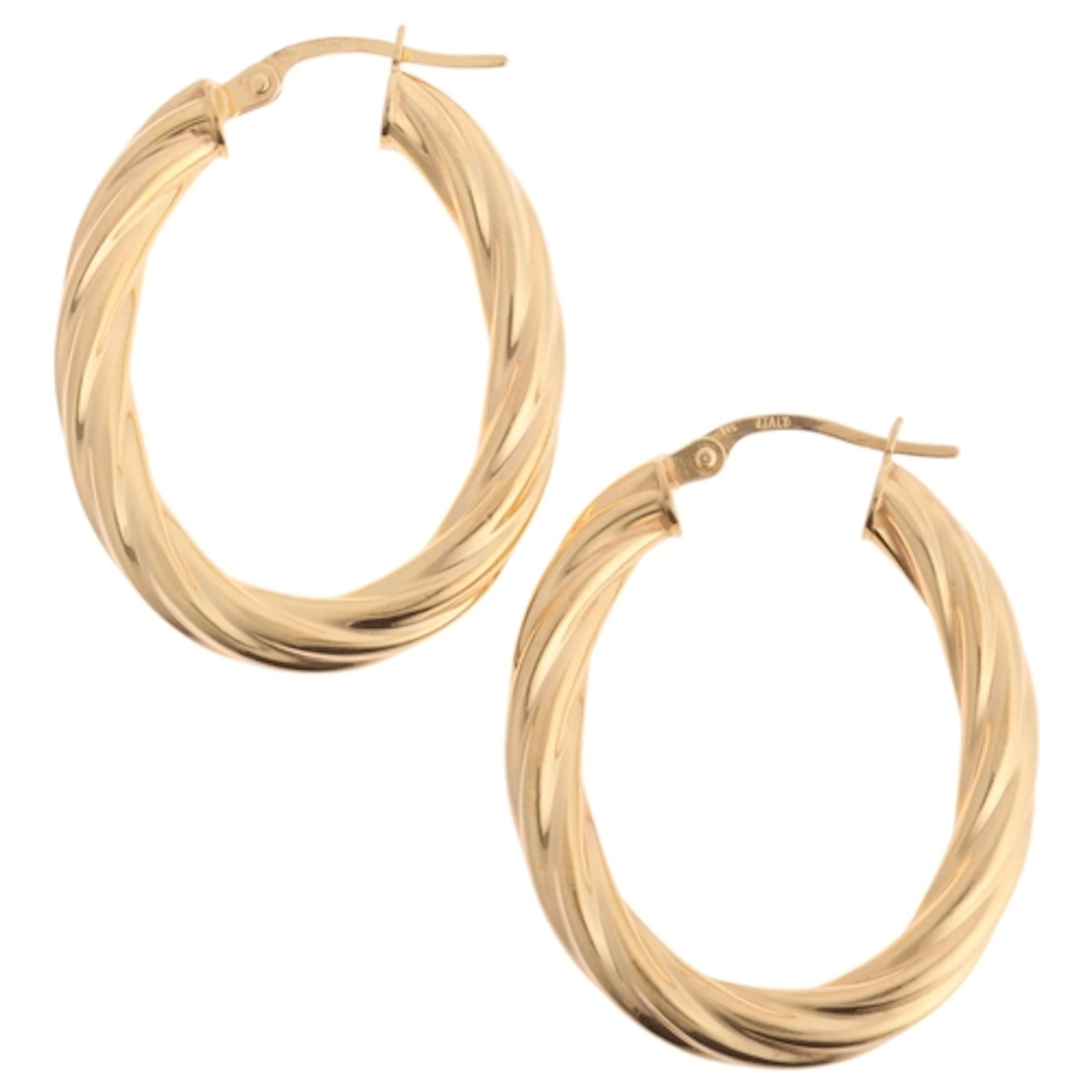 A pair of Vintage 9ct gold hoop earrings, twisted decoration...