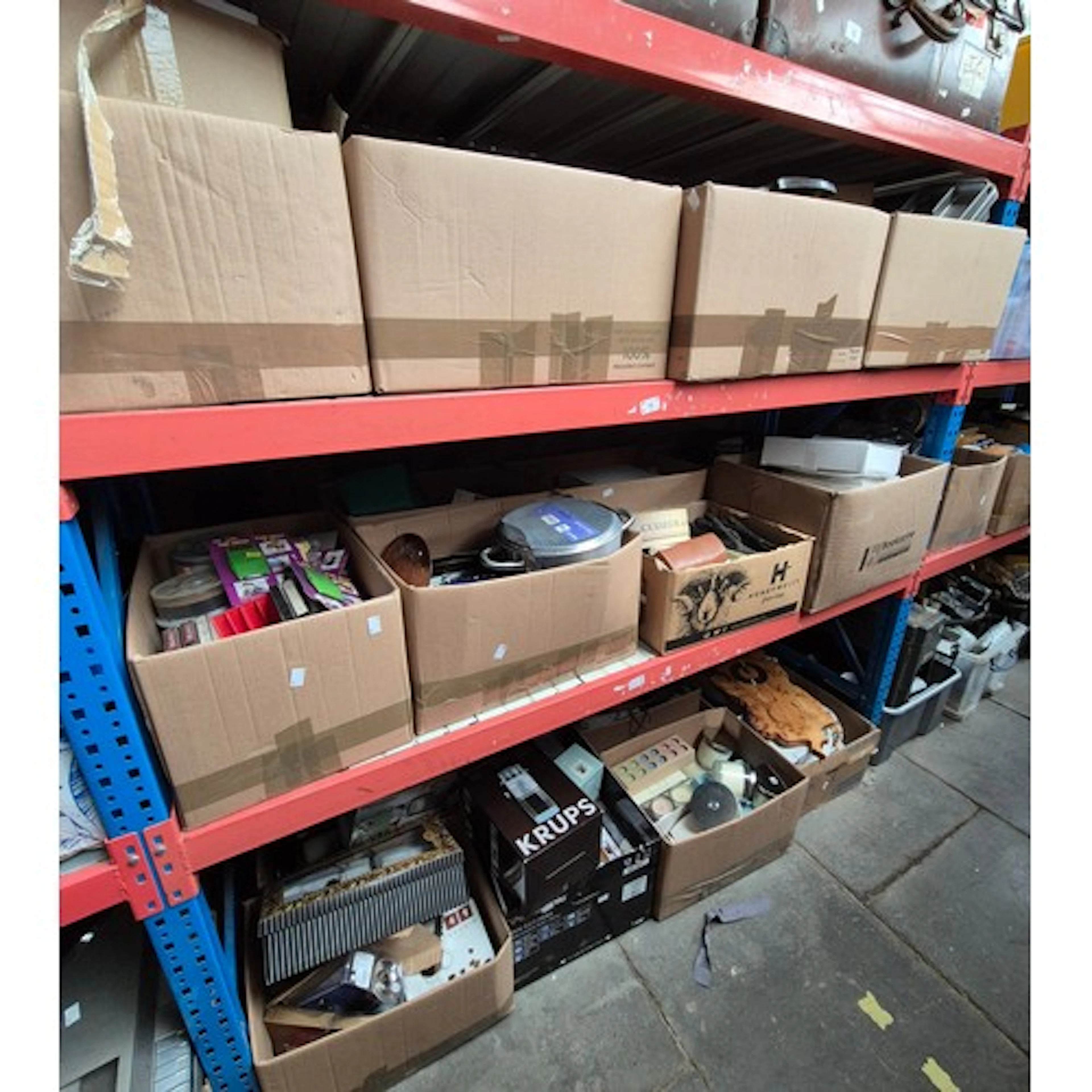 3 shelves (appx 21 boxes) of mixed items including ceramics,...