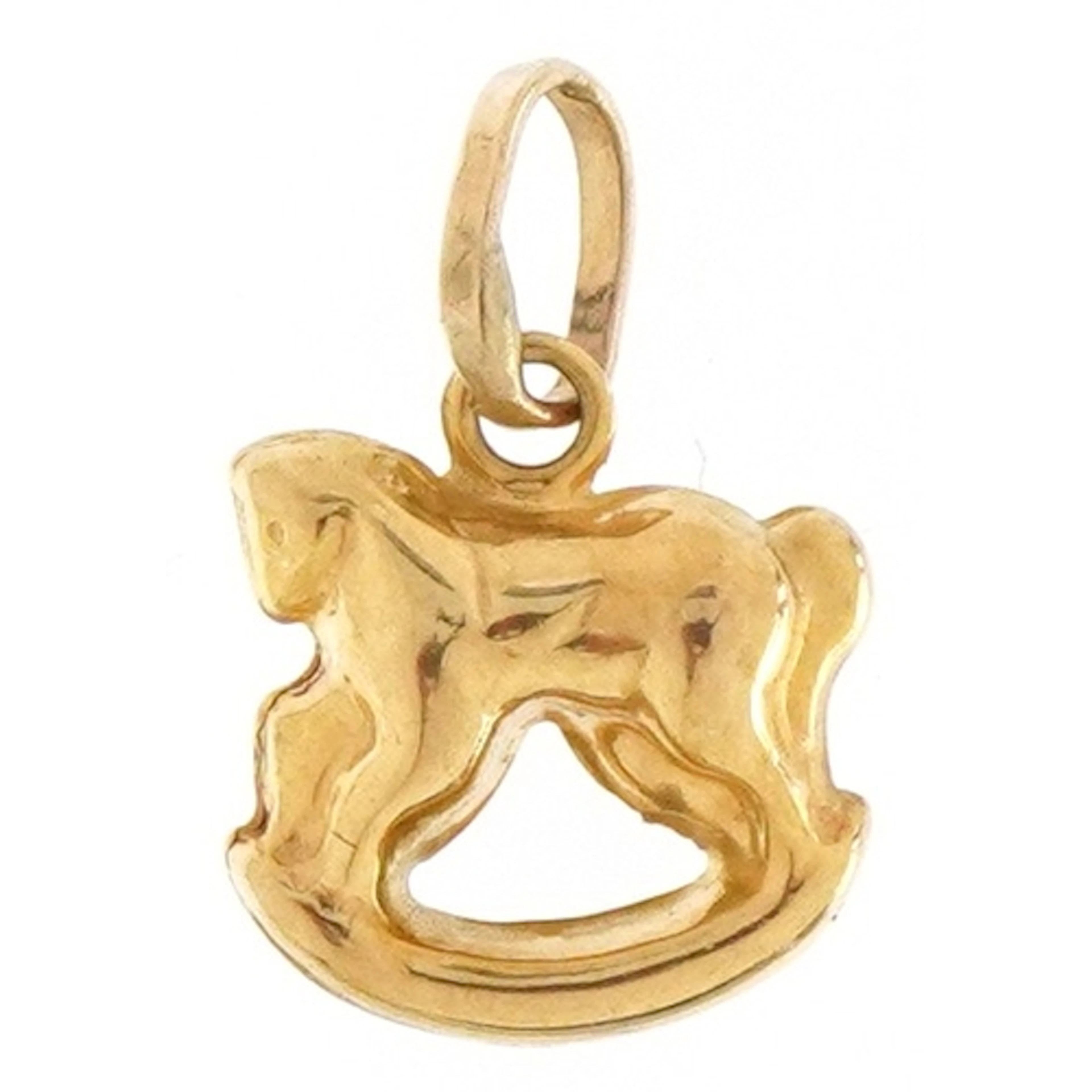 9Kt gold charm in the form of a rocking horse, 9.5mm wide, 0...