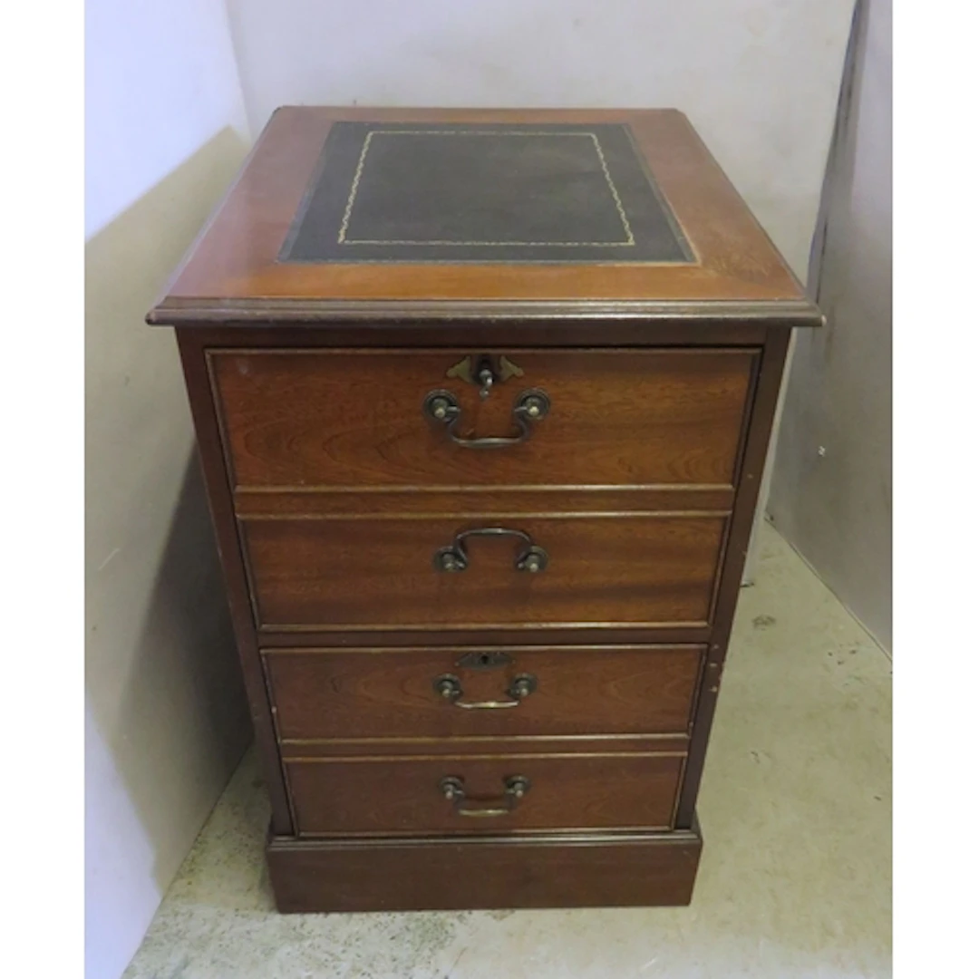 Reproduction Mahogany filing cabinet brass swan neck handl...