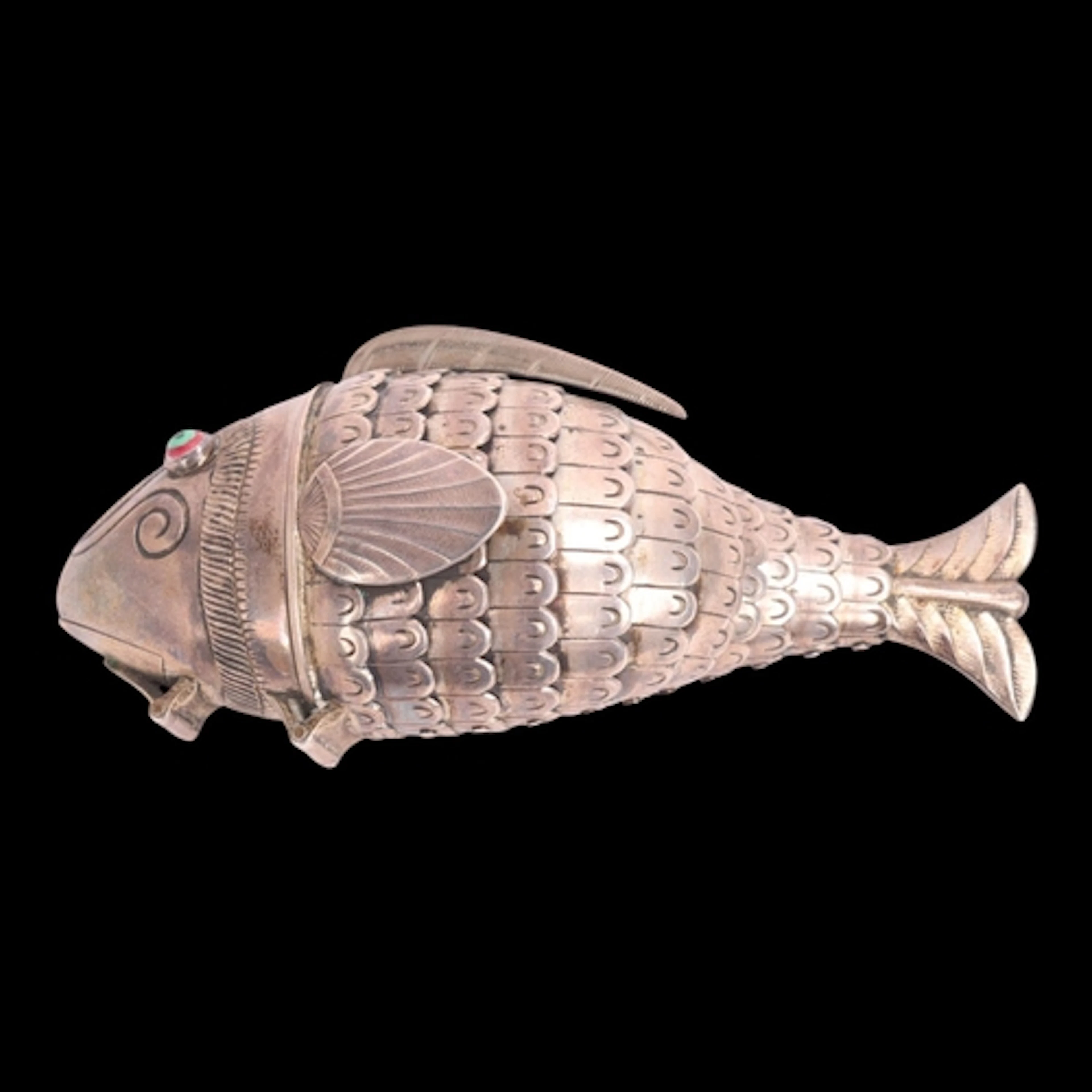 DAVID ANDERSEN - an Antique Norwegian silver 'Fish' box, mak...