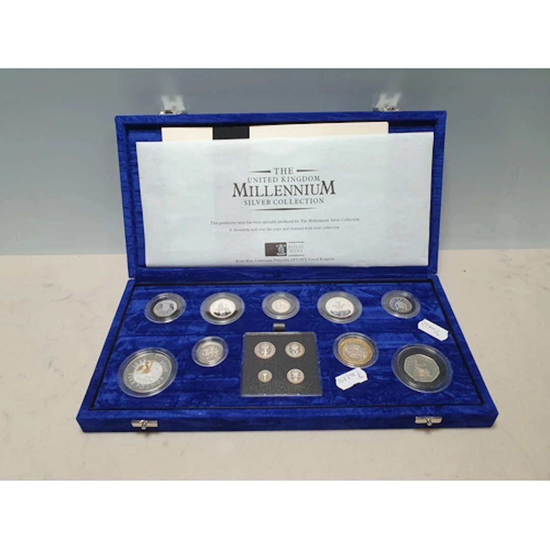 Royal Mint 2000 silver Millennium proof set, 1 Pence - 5 Pou...