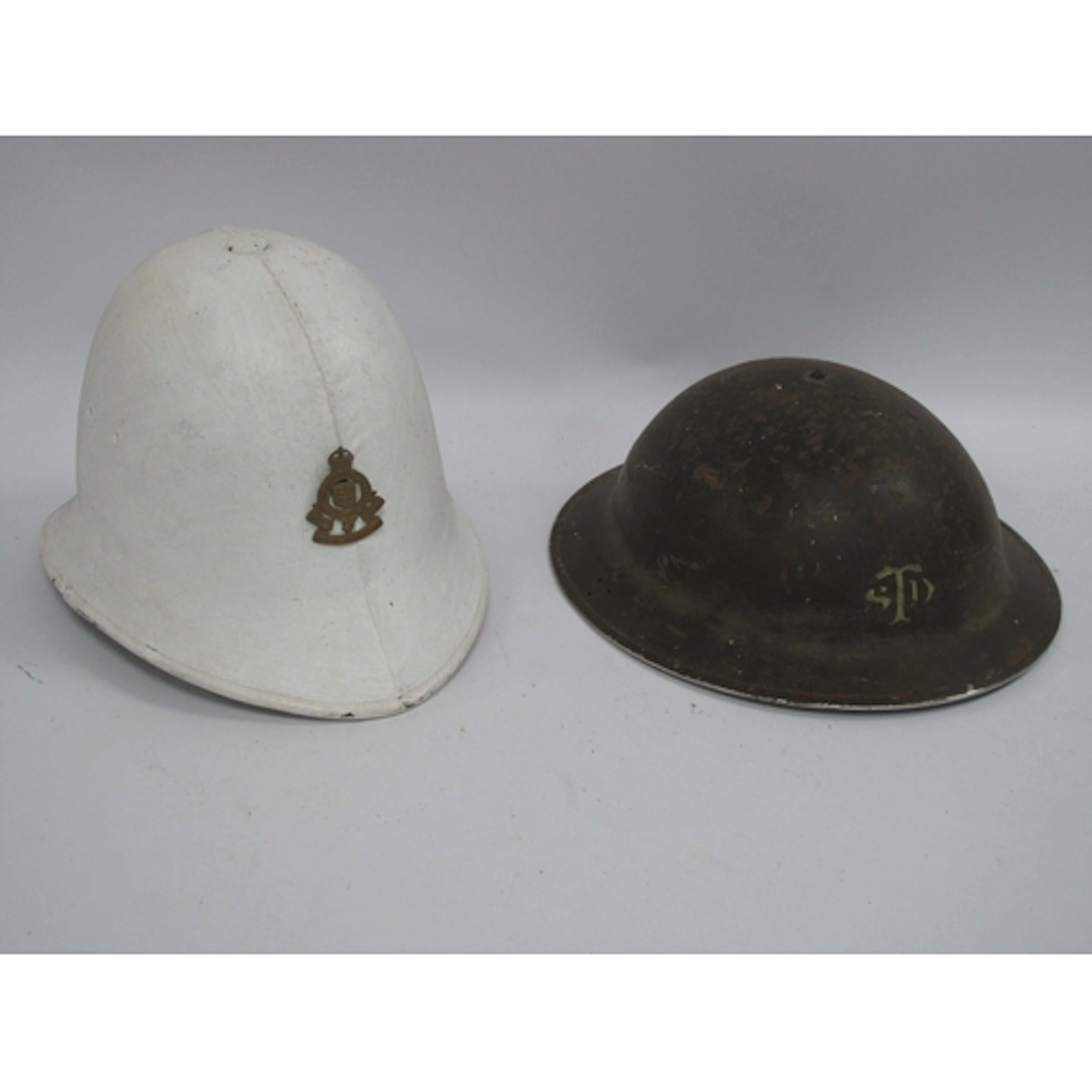 WWII British Home Front Brodie Helmet, 'STD' monogram painte...