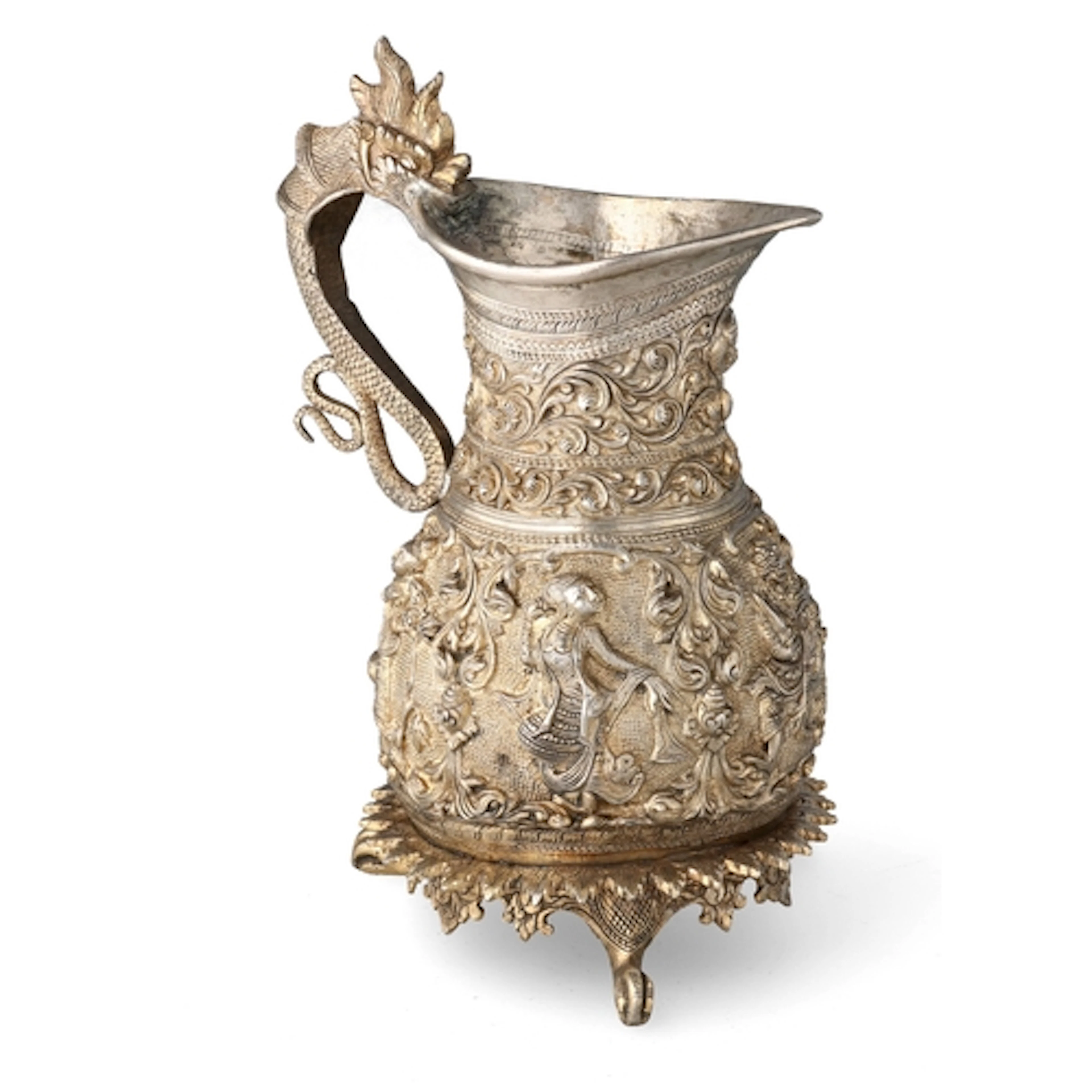 A COLONIAL BURMESE SILVER-GILT JUG, CIRCA 1880 433.8gms...