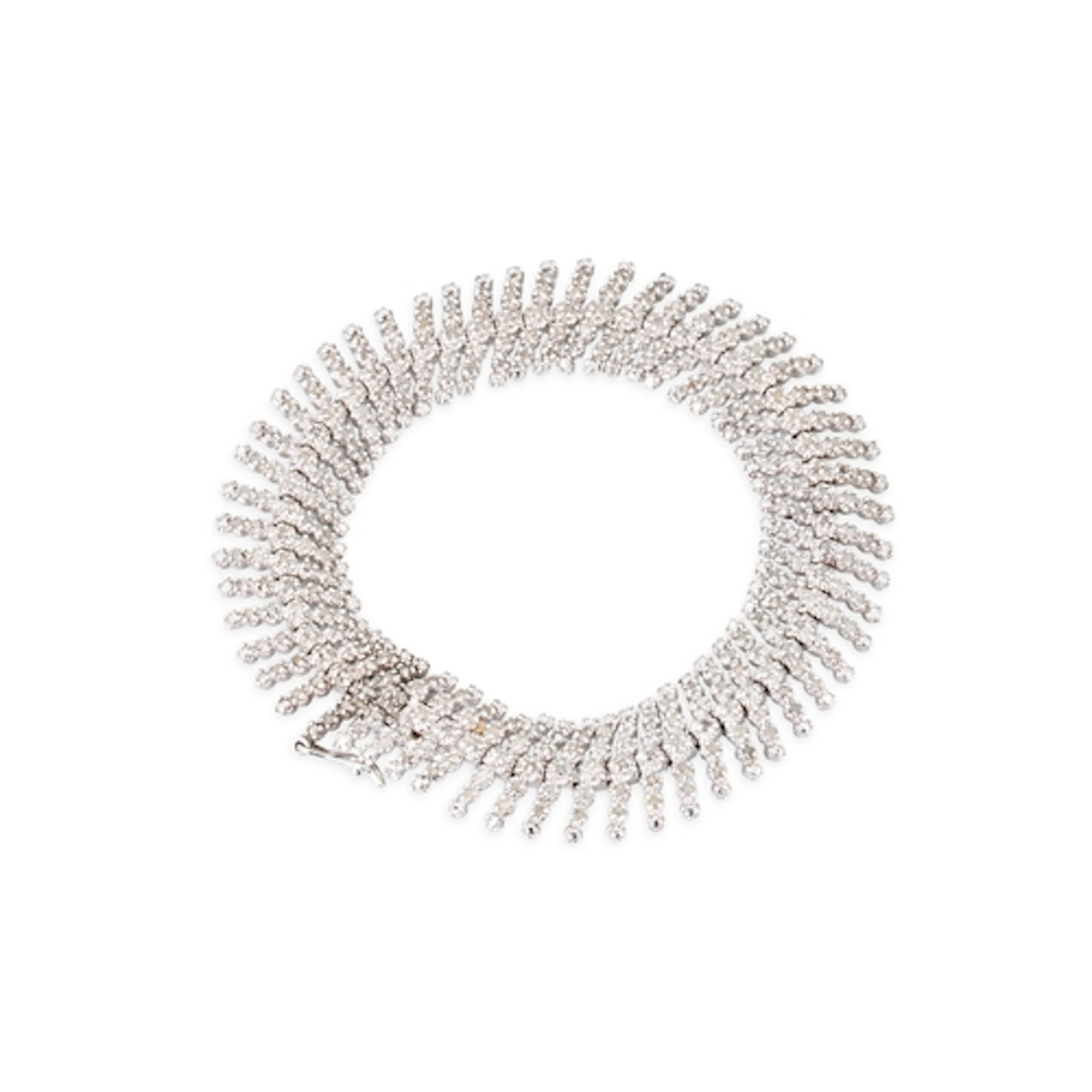 A DIAMOND FLEXIBLE BRACELET, mounted in silver (.925) XRF te...