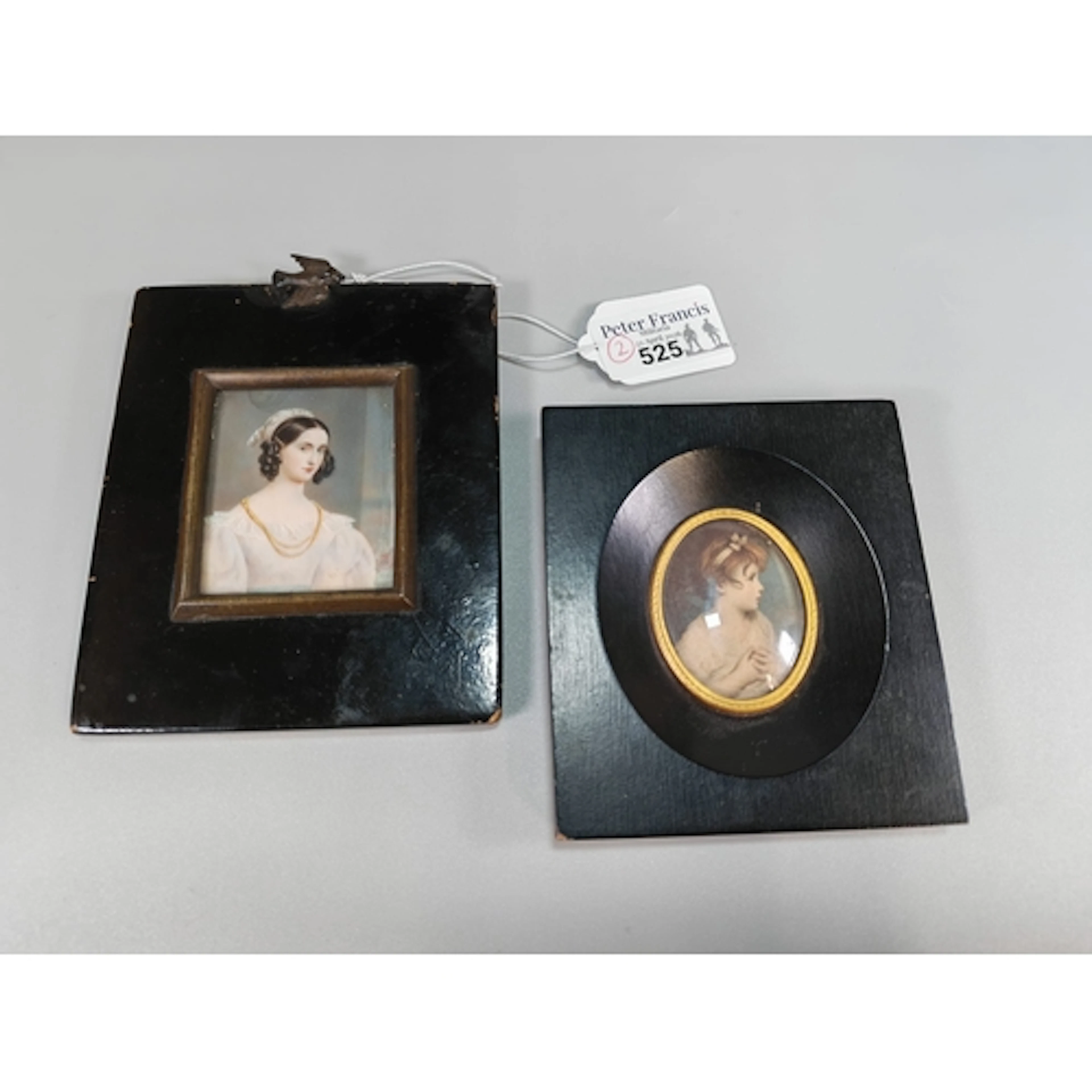 19th century portrait miniature on ivory of a young woman wi...