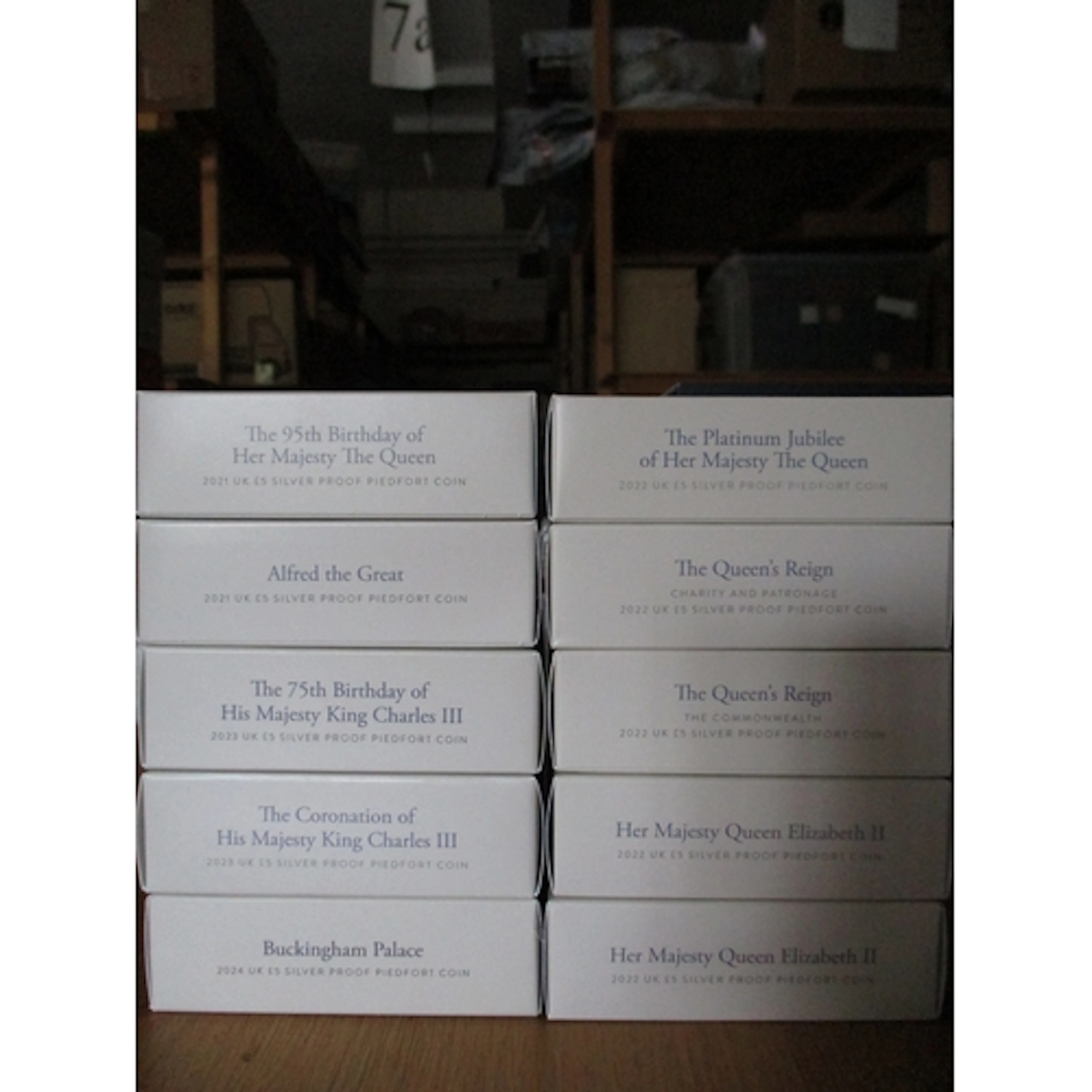 Royalty collection of £5 silver piedfort proofs with 2021 (2...