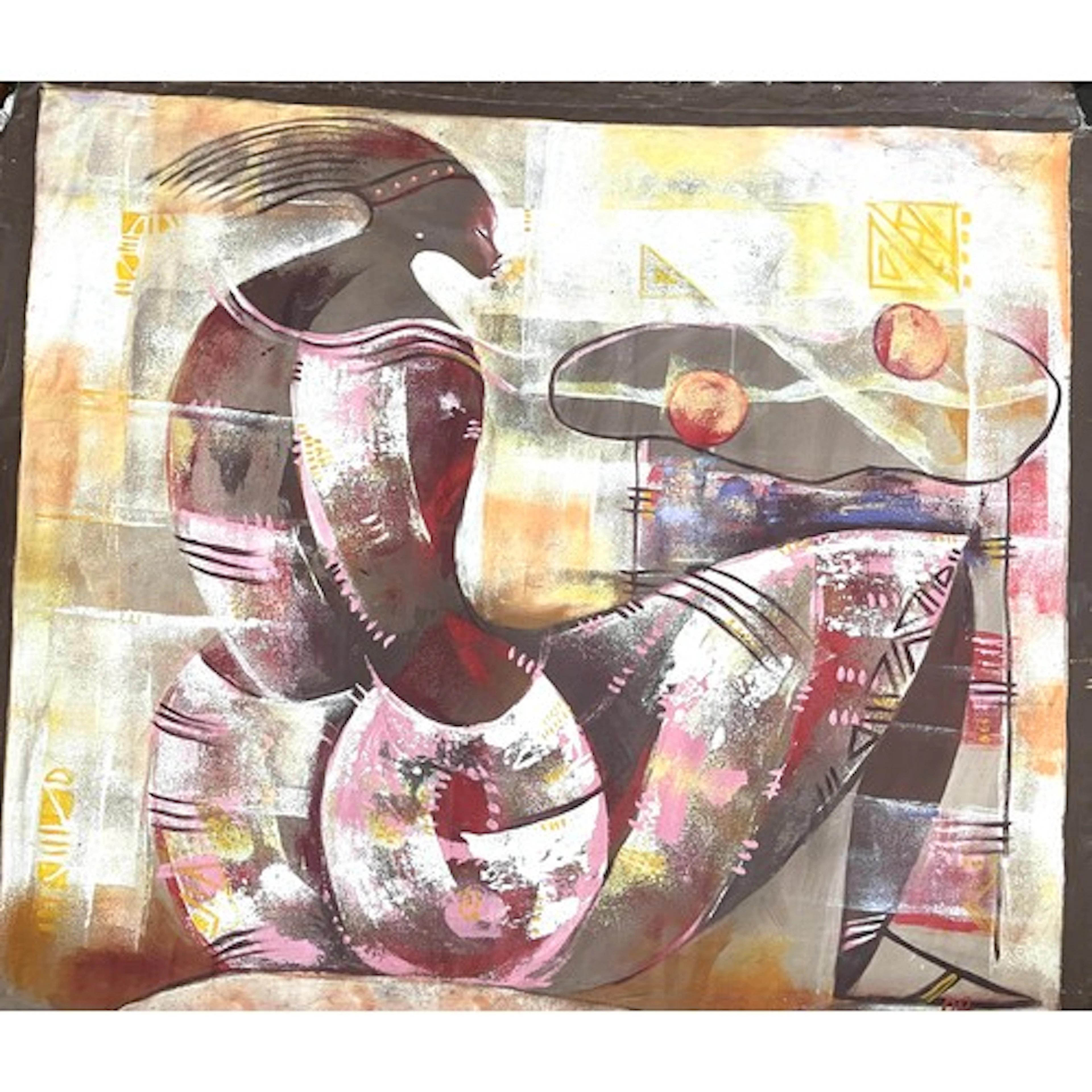 O B (Contemporary Ghanaian artist) “Market Queen”, signed lo...