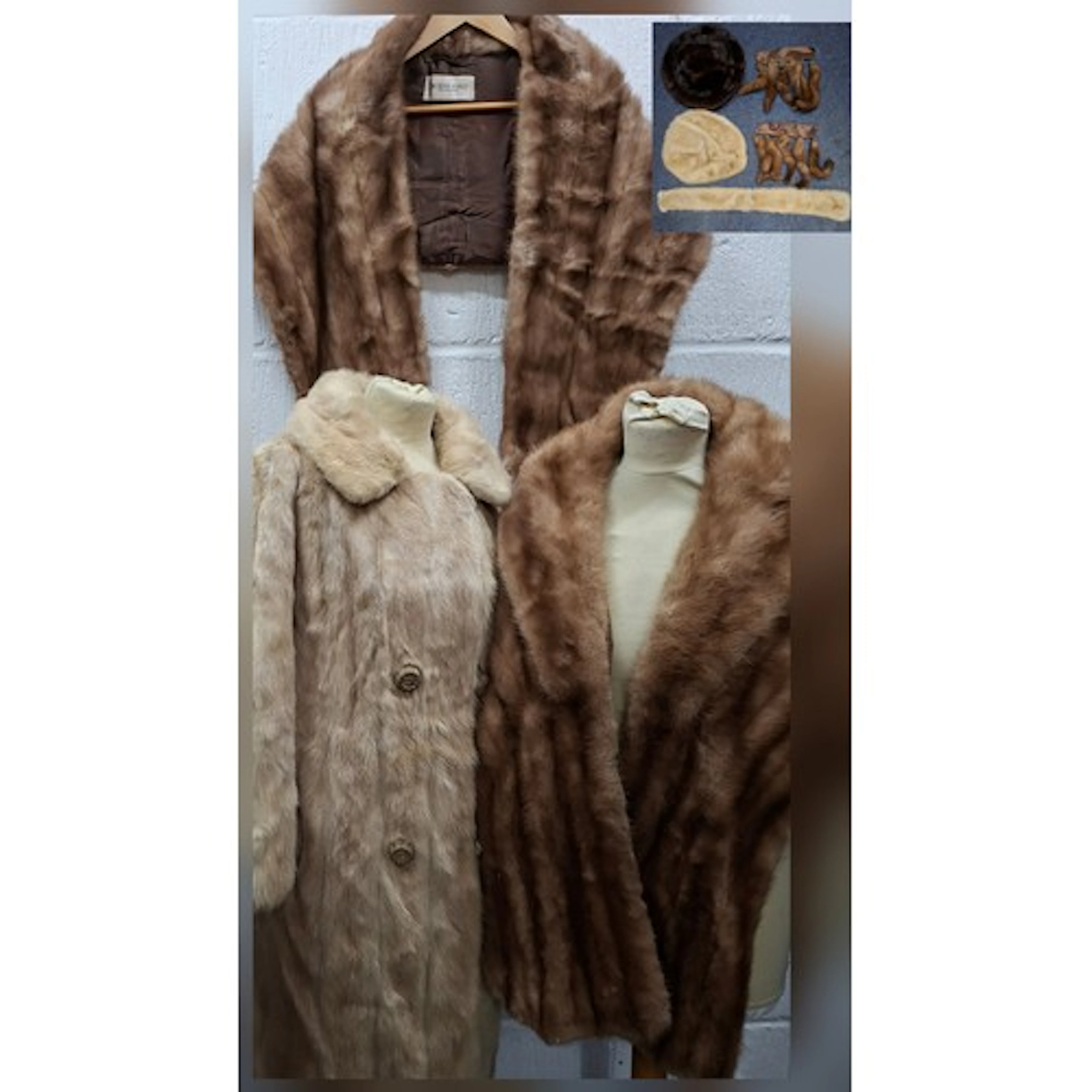 Vintage furs comprising a 1960's arctic mink coat having wov...