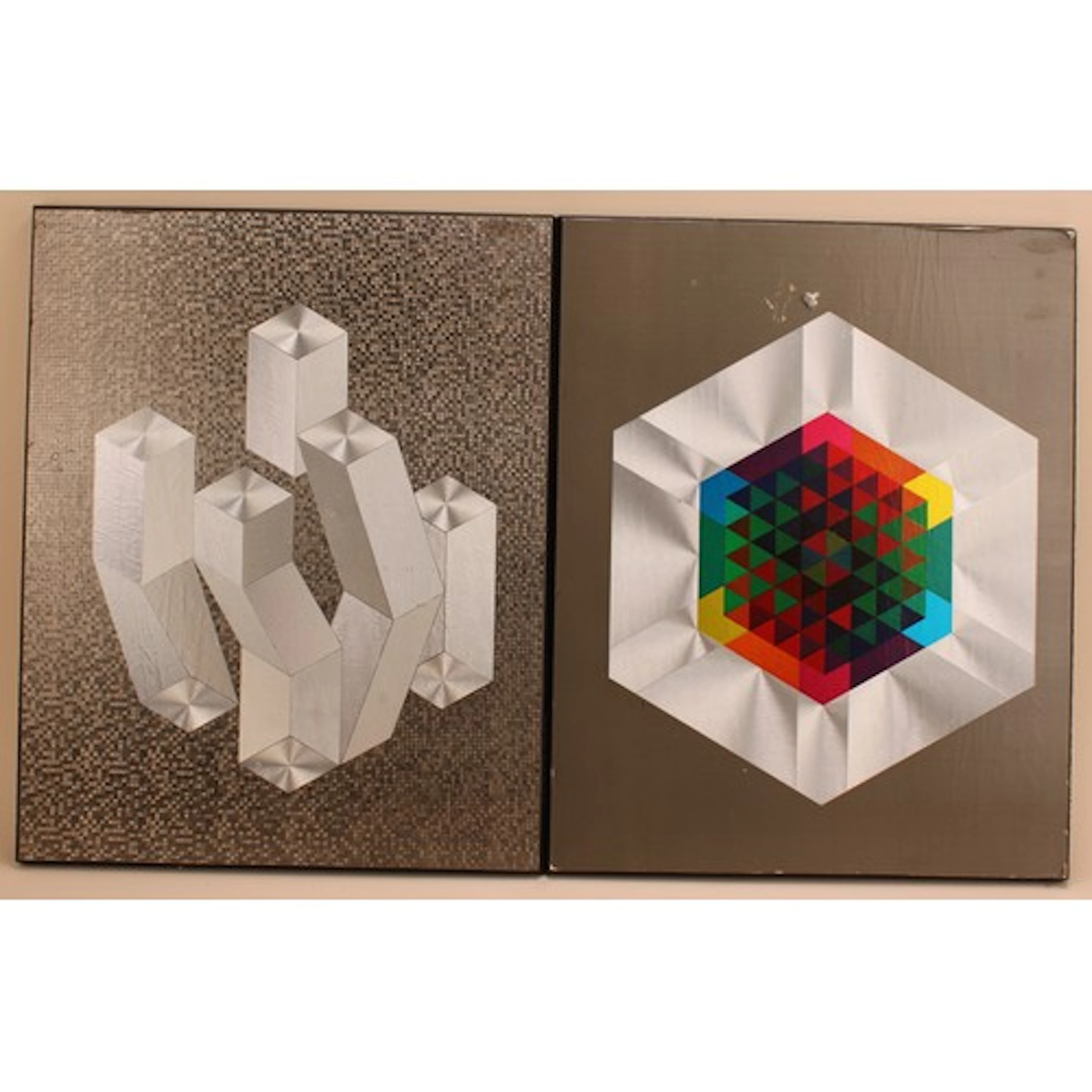 A metal foil abstract on board by Werner "Mathias Goeritz" B...