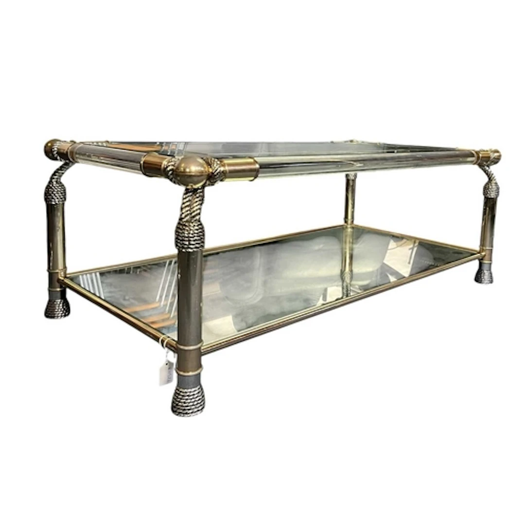 Meubles Curvasa - a retro later 20th century brass, glass &a...