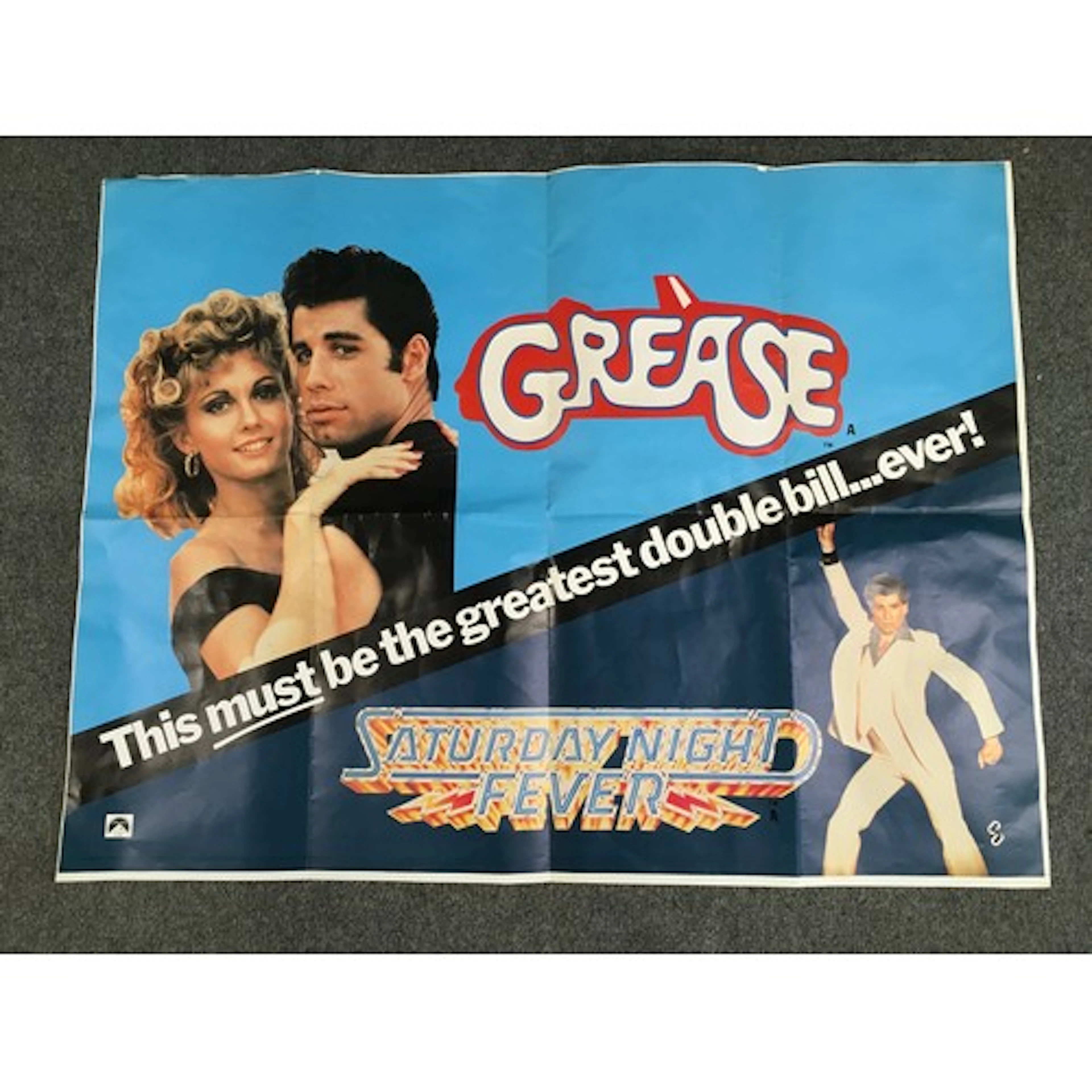 A UK quad Grease / Saturday Night Fever double bill film pos...