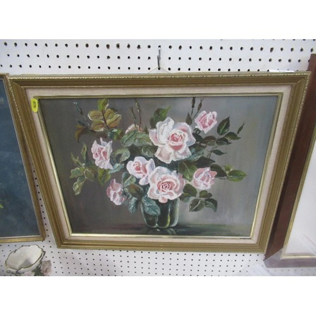 An oil on board, still life