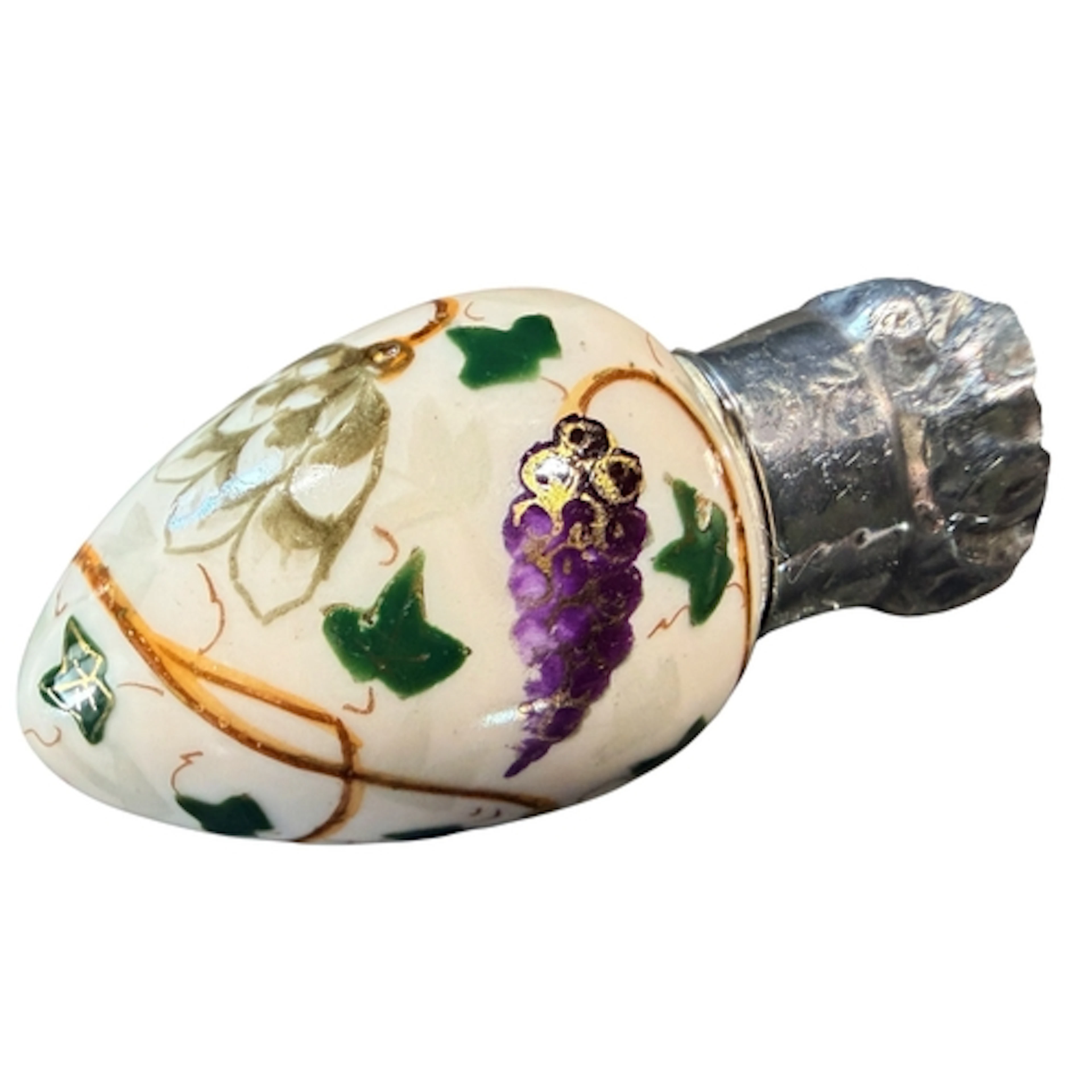 A 19th/20th century novelty porcelain scent bottle with silv...