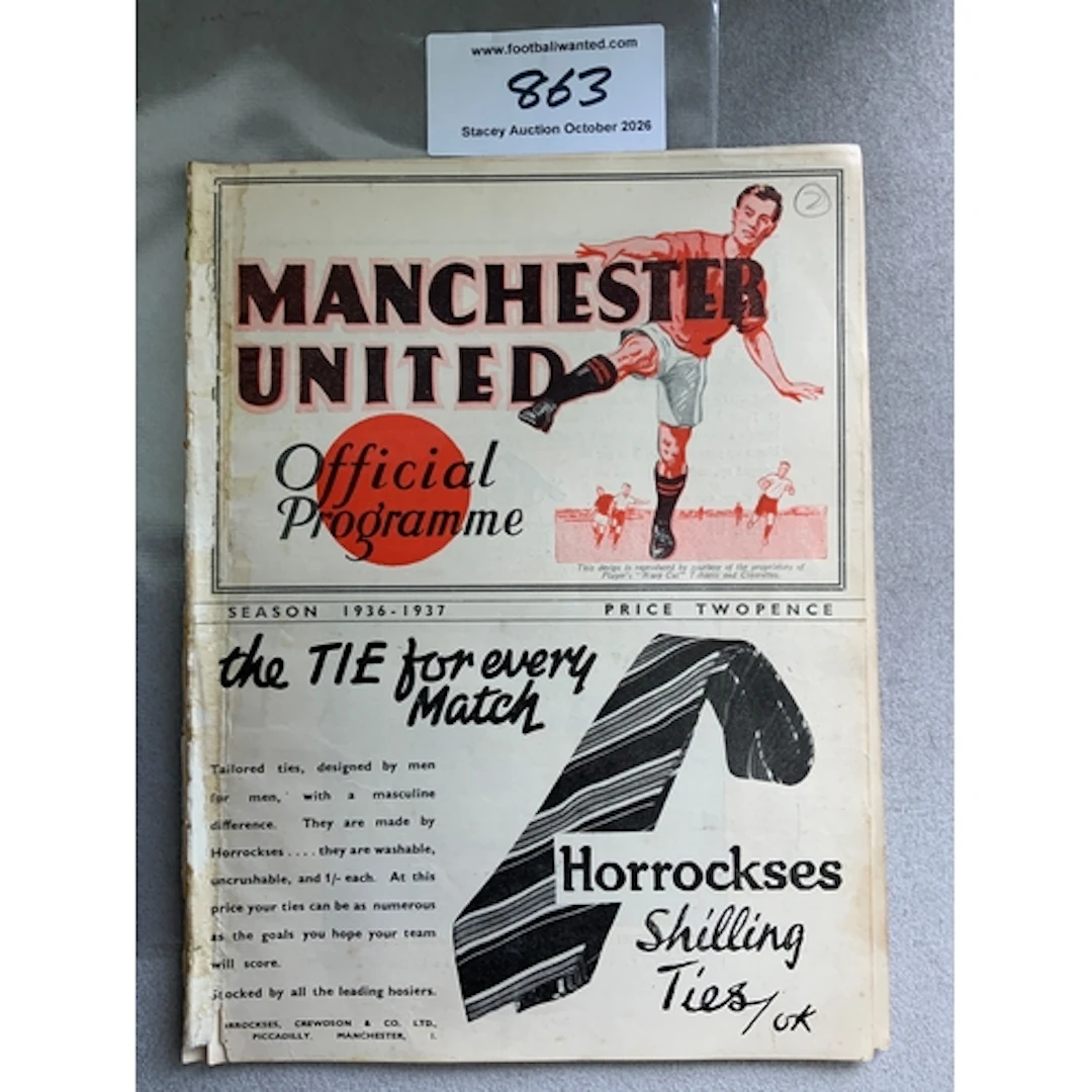 1936 - 1937 Manchester United v Huddersfield Town Football P...
