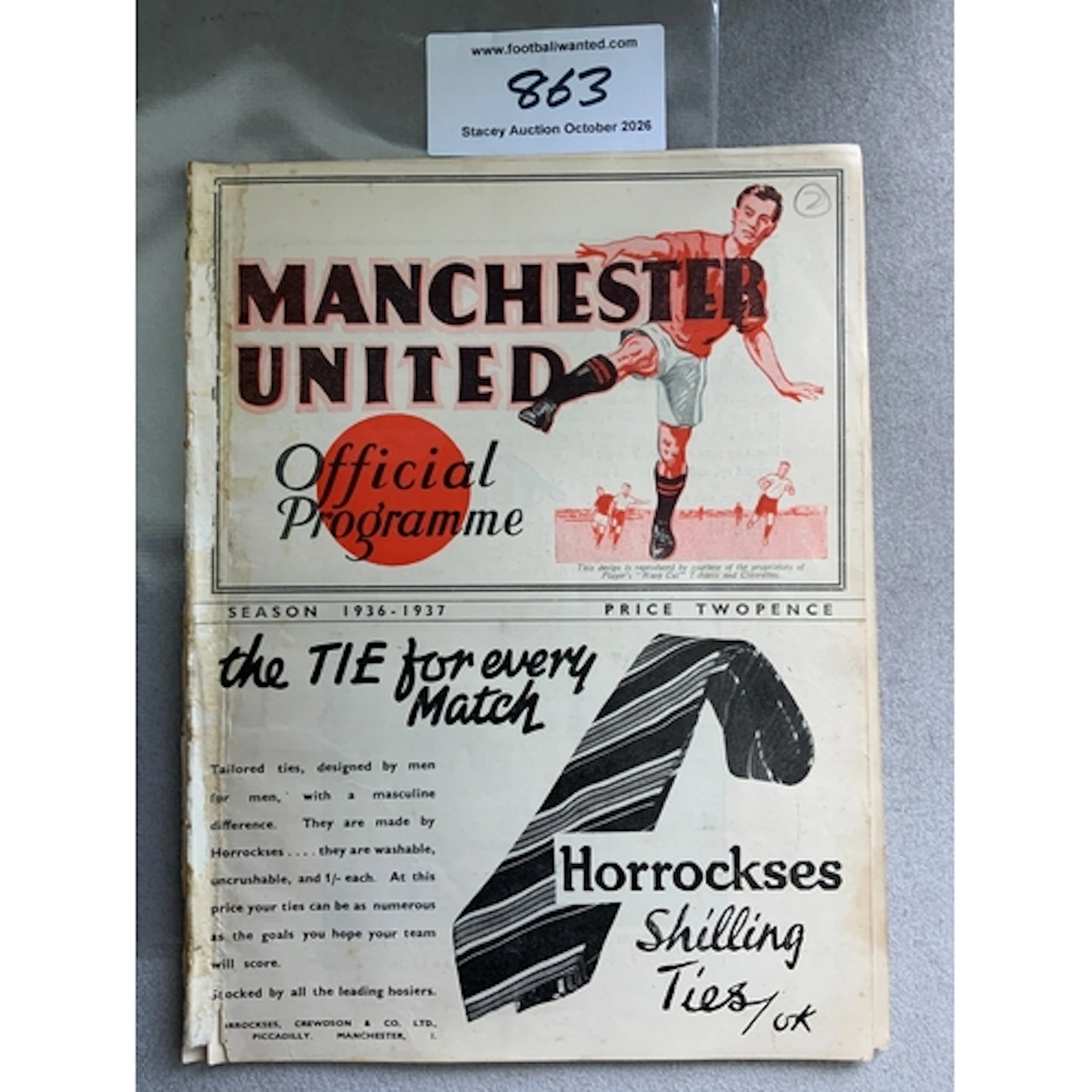 1936 - 1937 Manchester United v Huddersfield Town Football P...