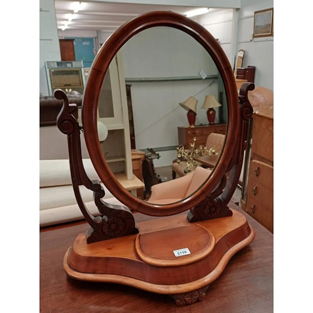 LATE 19TH CENTURY MAHOGANY OVAL DRESSING TABLE MIRROR