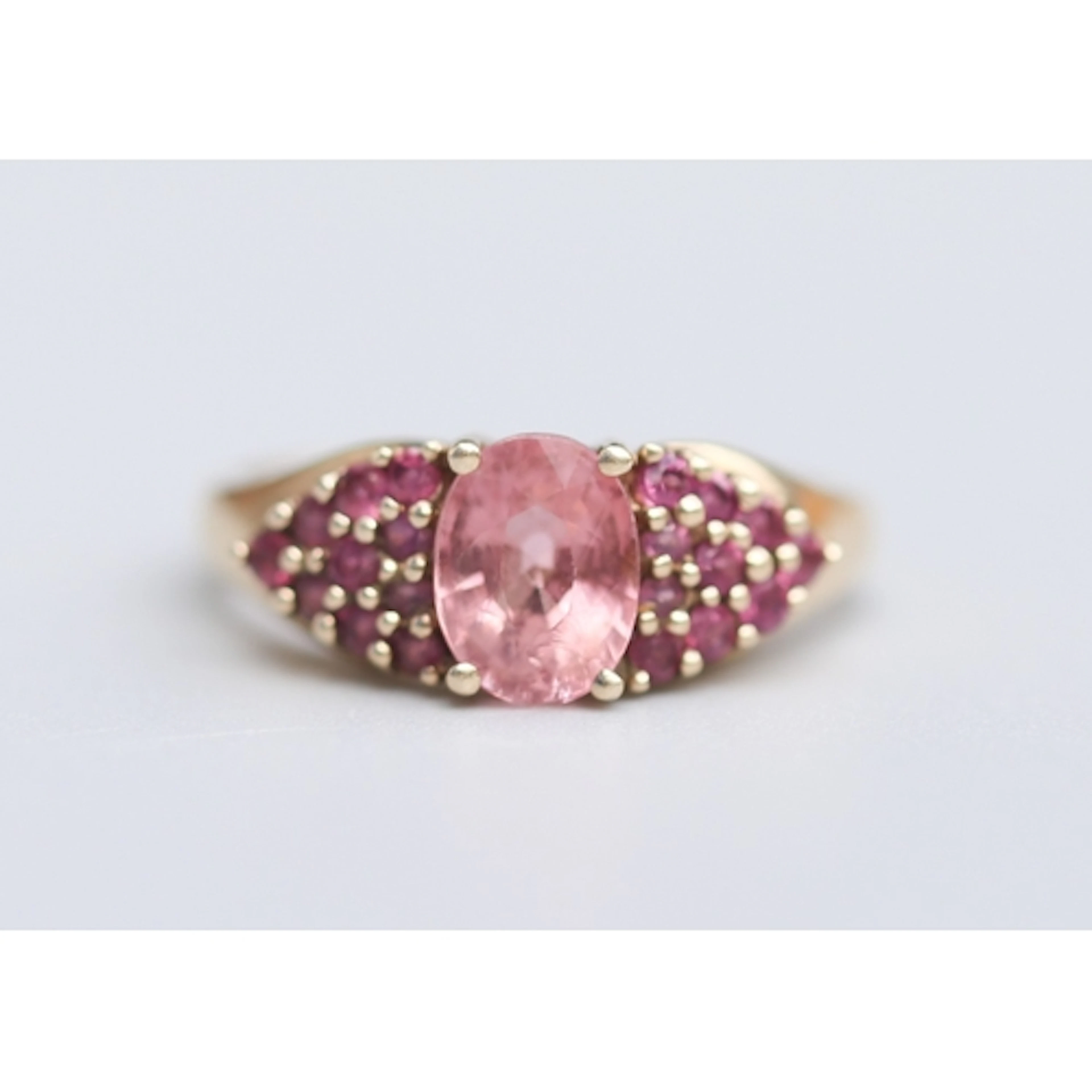Pink Tourmaline Set Ring with Further Pink Tourmaline Cluste...